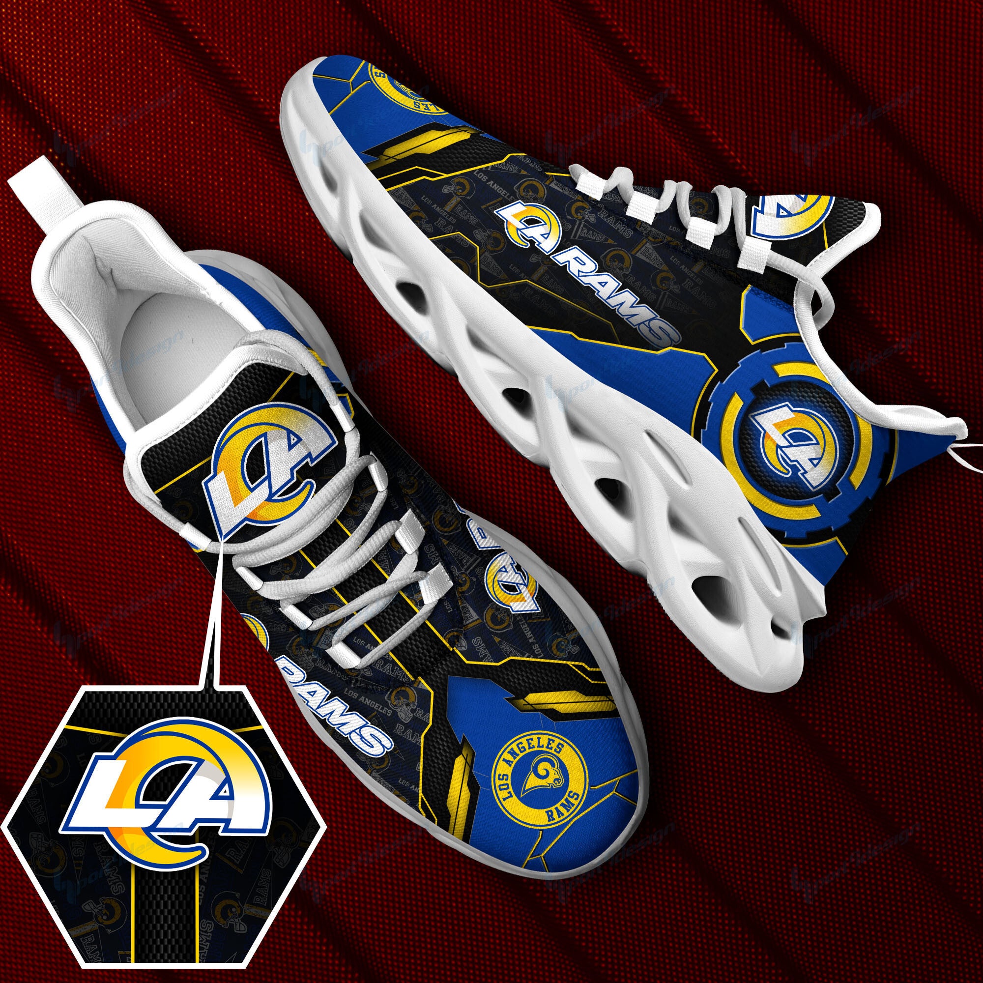 Los Angeles Rams NFL Max Soul Shoes Sneakers for Men And Women – NFL Football Fan Shoes, Team Sneakers
