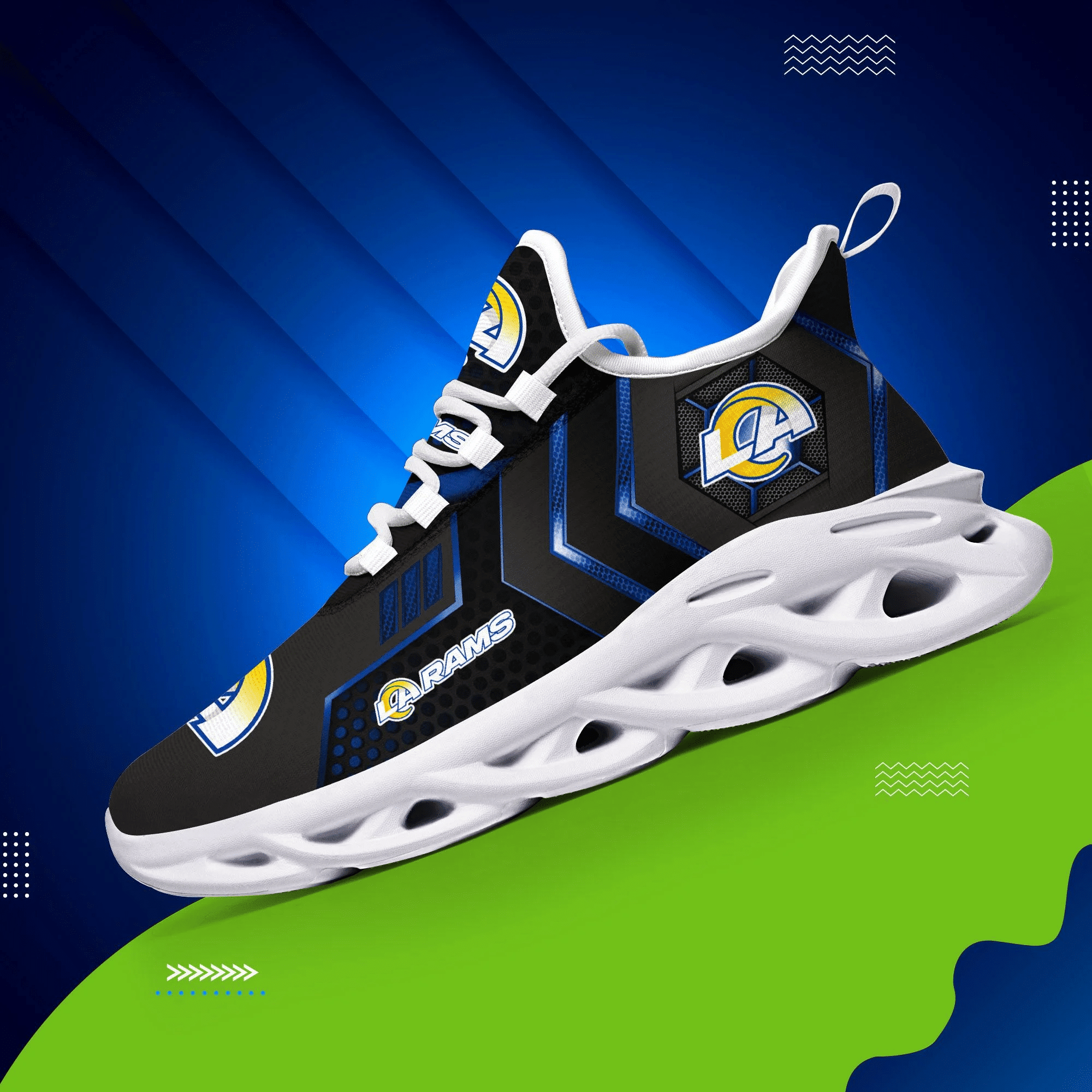 Los Angeles Rams NFL Max Soul Shoes Sneakers for Men And Women – NFL Football Fan Shoes, Team Sneakers