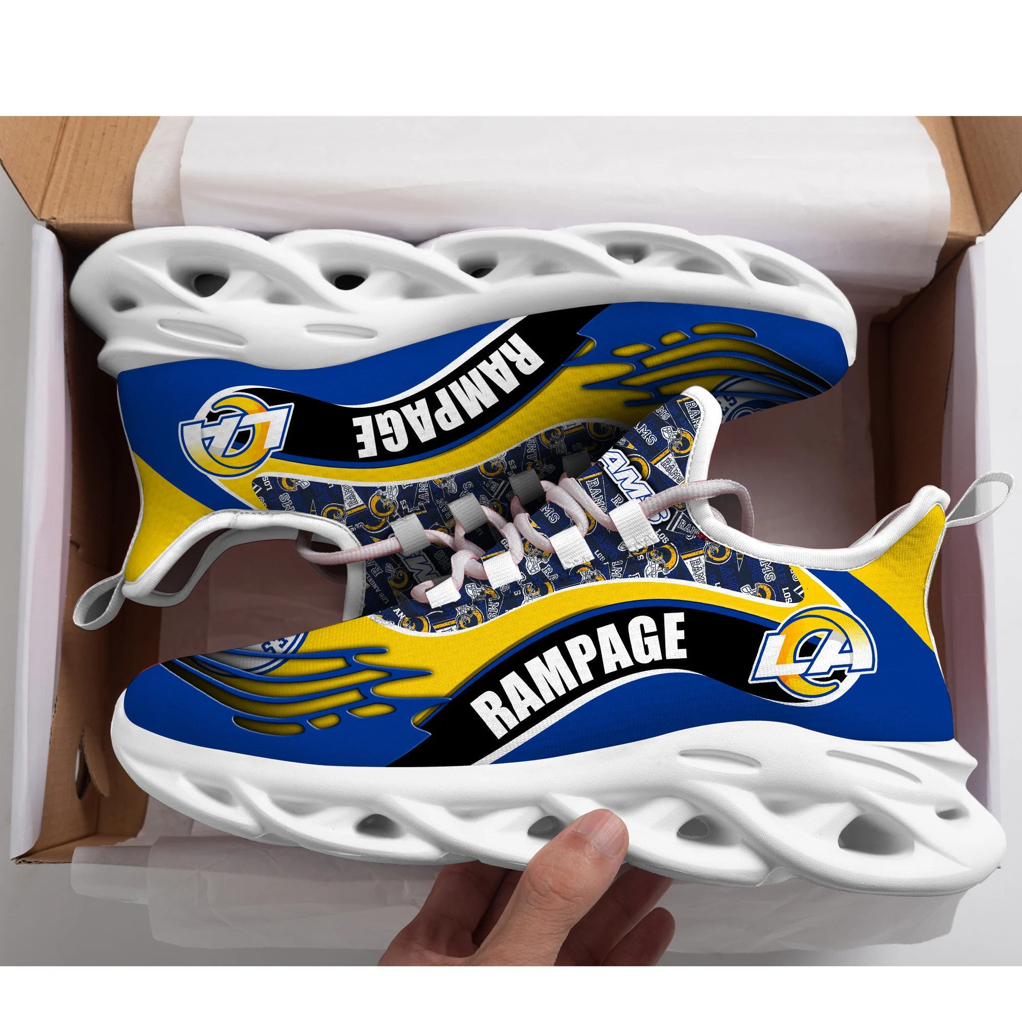Los Angeles Rams NFL Max Soul Shoes Sneakers for Men And Women – NFL Football Fan Shoes, Team Sneakers
