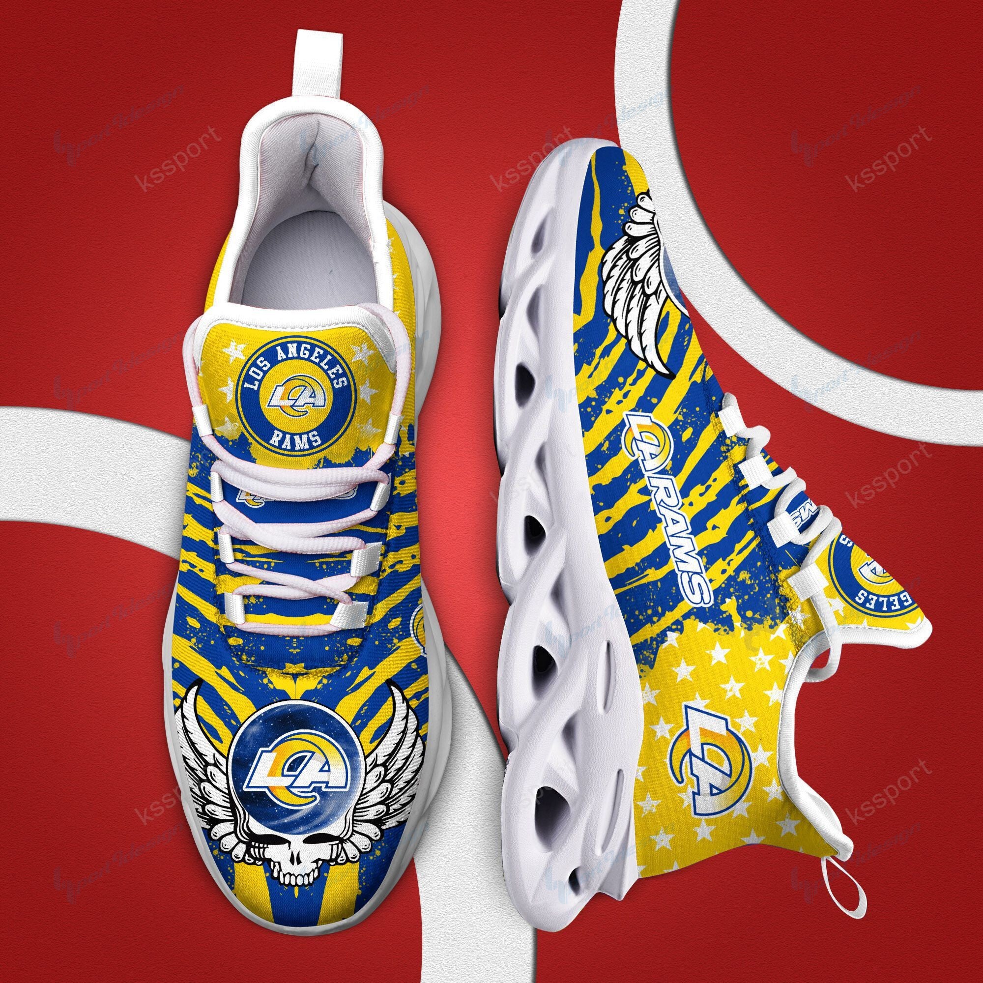 Los Angeles Rams NFL Max Soul Shoes Sneakers for Men And Women – NFL Football Fan Shoes, Team Sneakers