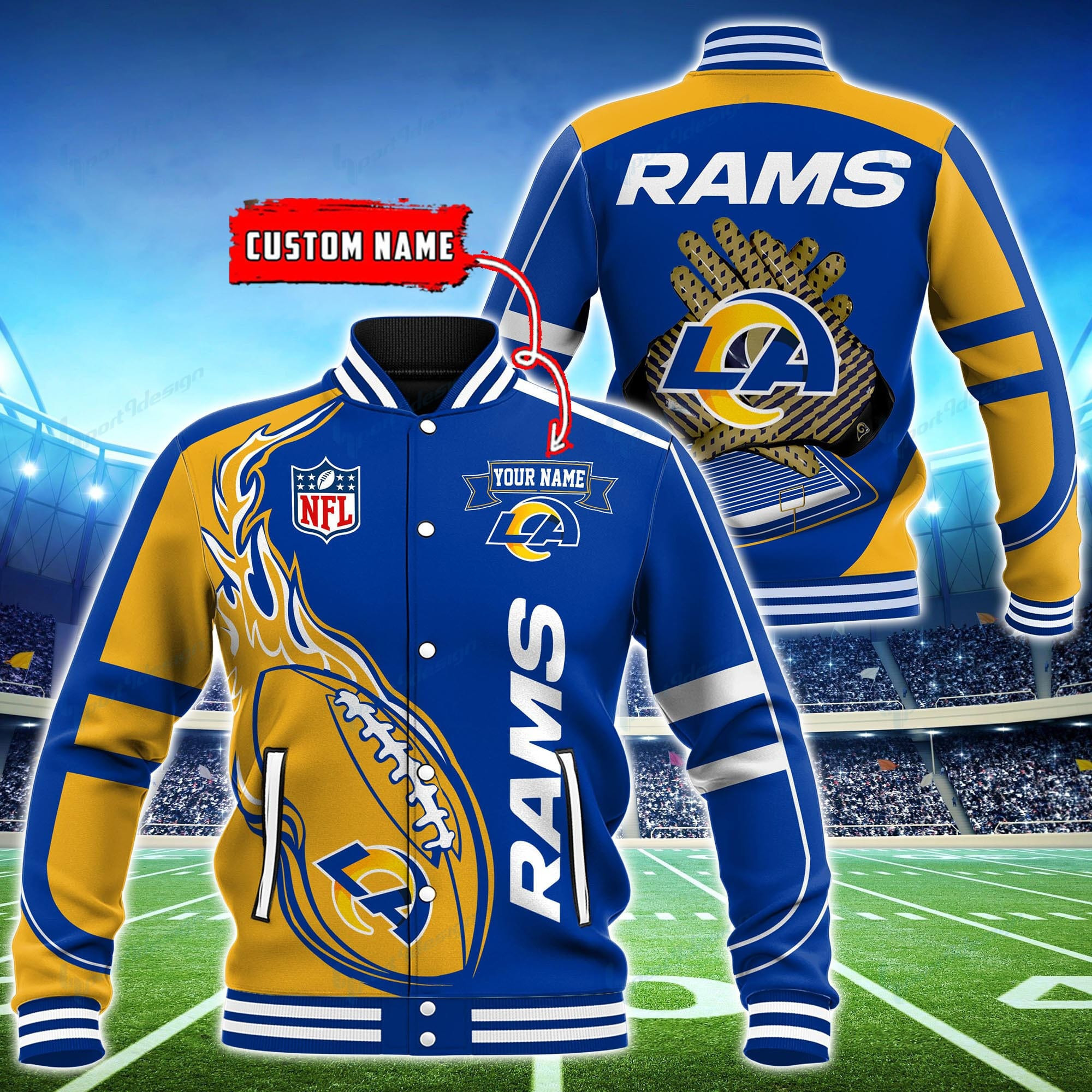Los Angeles Rams Personalized Baseball Jacket for Men & Women | NFL Team Fan Gift