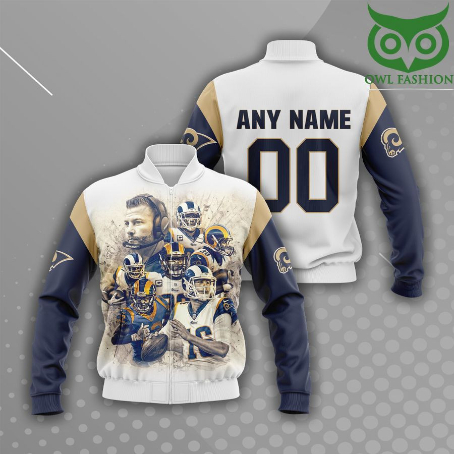 Los Angeles Rams Personalized Name Number White Legends Bomber Jacket | NFL Team Jacket for Men & Women | Football Fan Gift