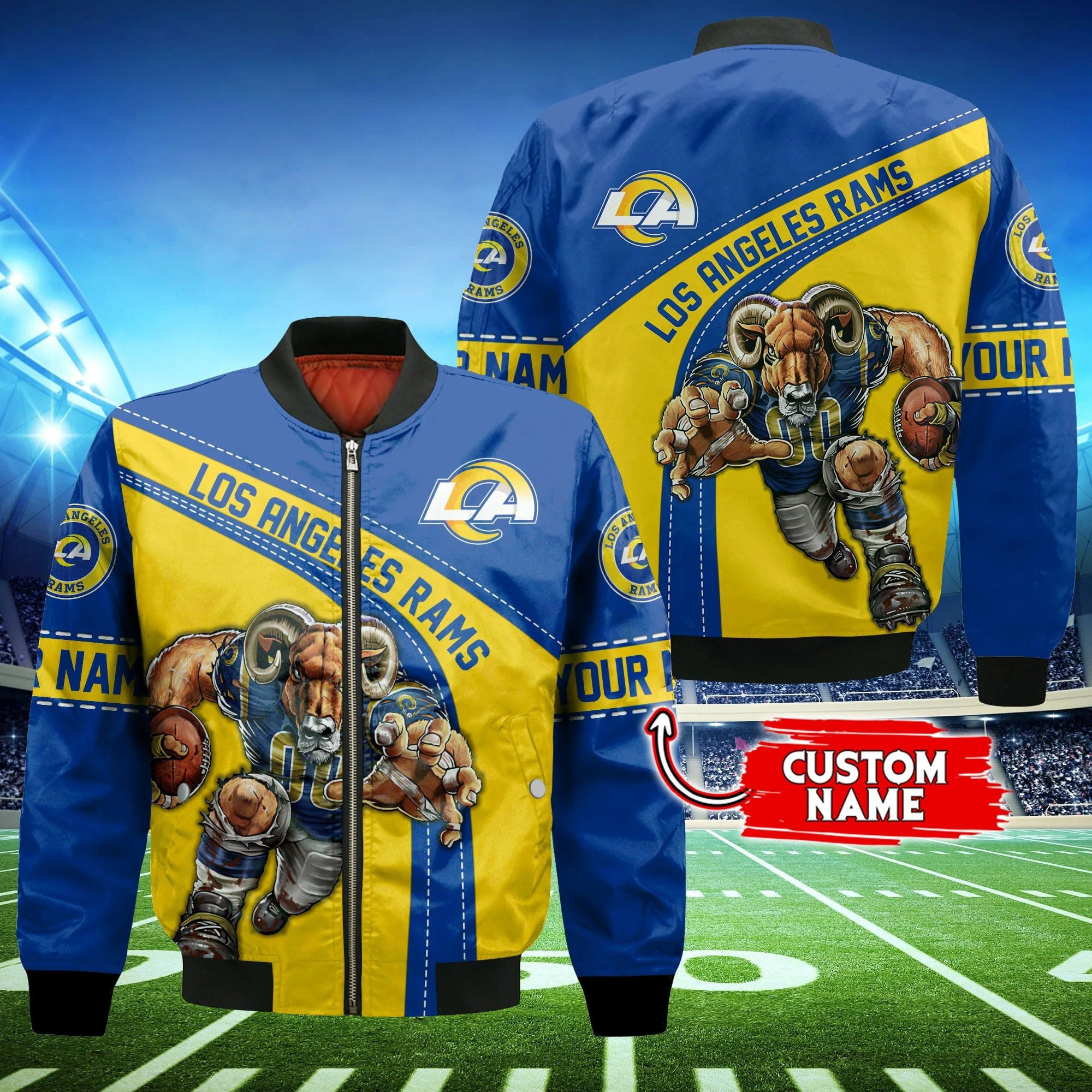 Los Angeles Rams Personalized Thick Bomber Jacket | NFL Team Jacket for Men & Women | Football Fan Gift