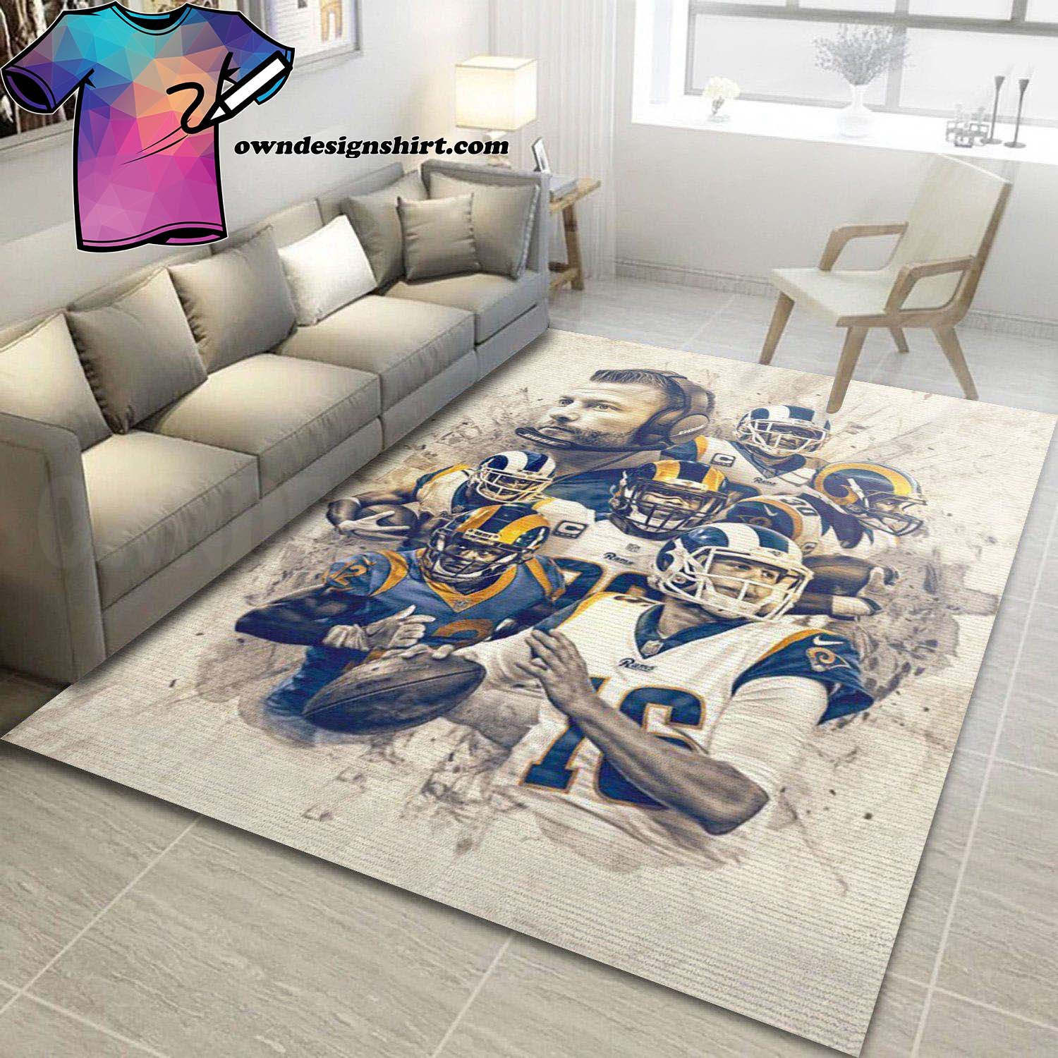 Los Angeles Rams Players All Room Rectangle Area Rug – Full Print Carpet For Living Room & Bedroom Home Decor