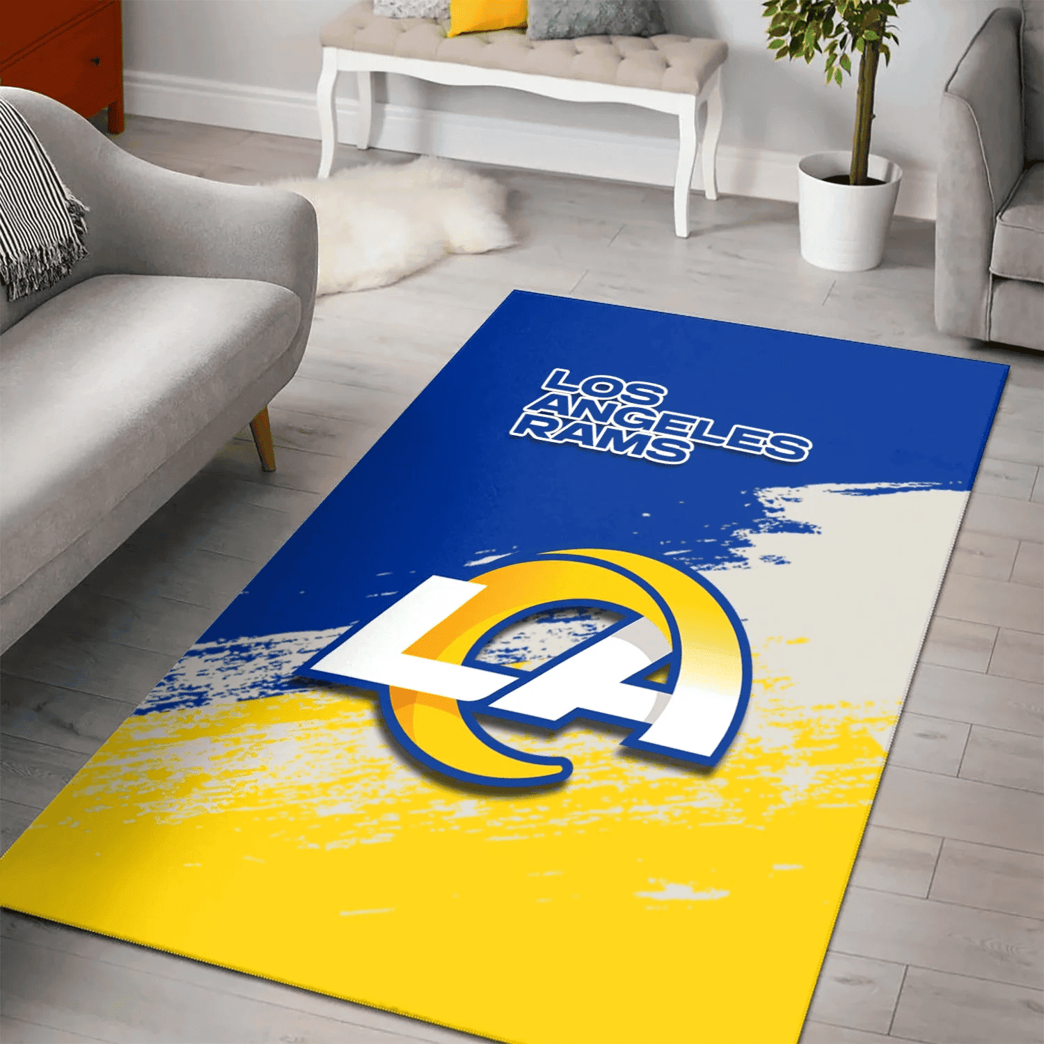 Los Angeles Rams Rectangle Area Rug – Full Print Carpet For Living Room & Bedroom Home Decor