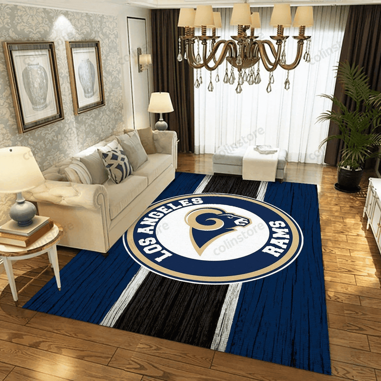 Los Angeles Rams Rectangle Area Rug – Full Print Carpet For Living Room & Bedroom Home Decor