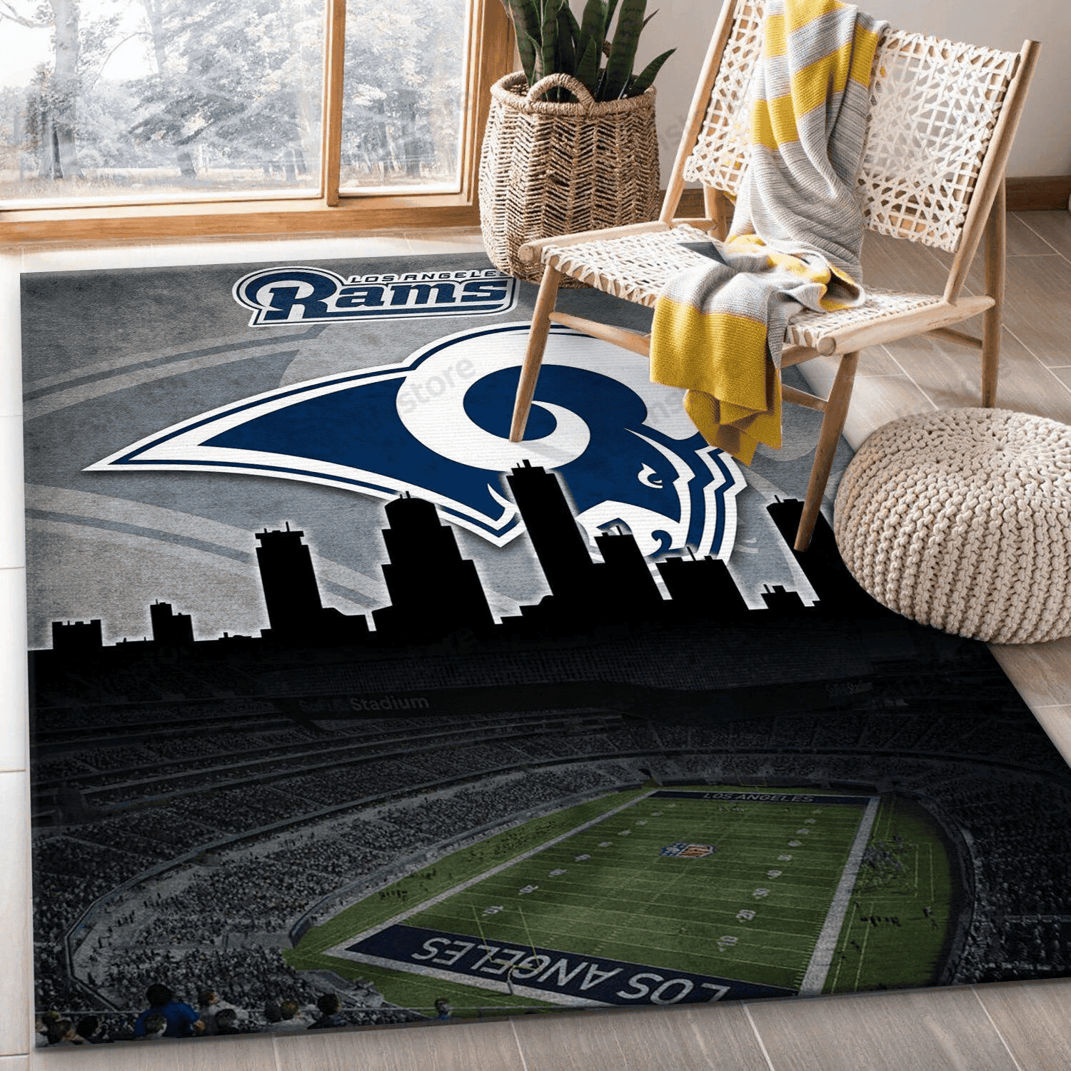 Los Angeles Rams Rectangle Area Rug – Full Print Carpet For Living Room & Bedroom Home Decor