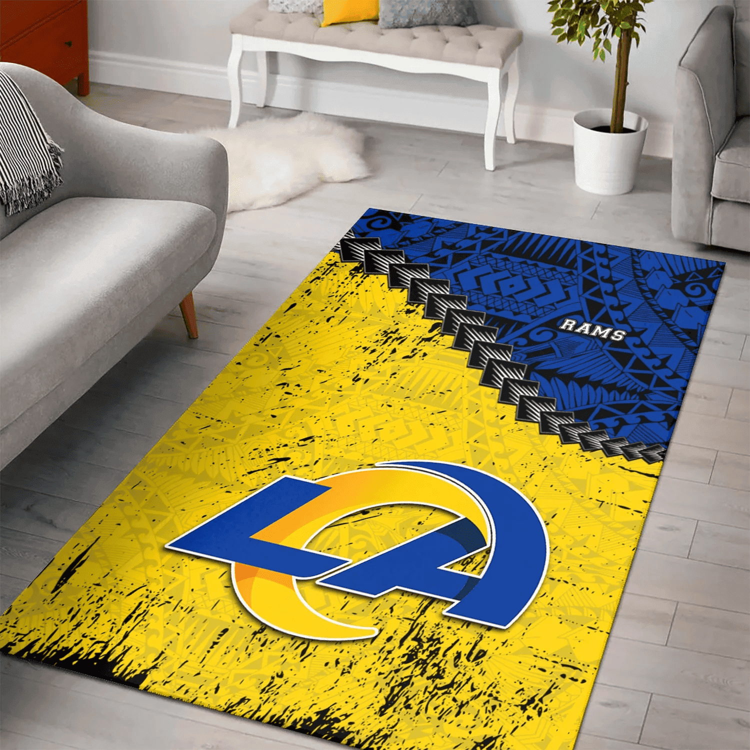 Los Angeles Rams Rectangle Area Rug – Full Print Carpet For Living Room & Bedroom Home Decor
