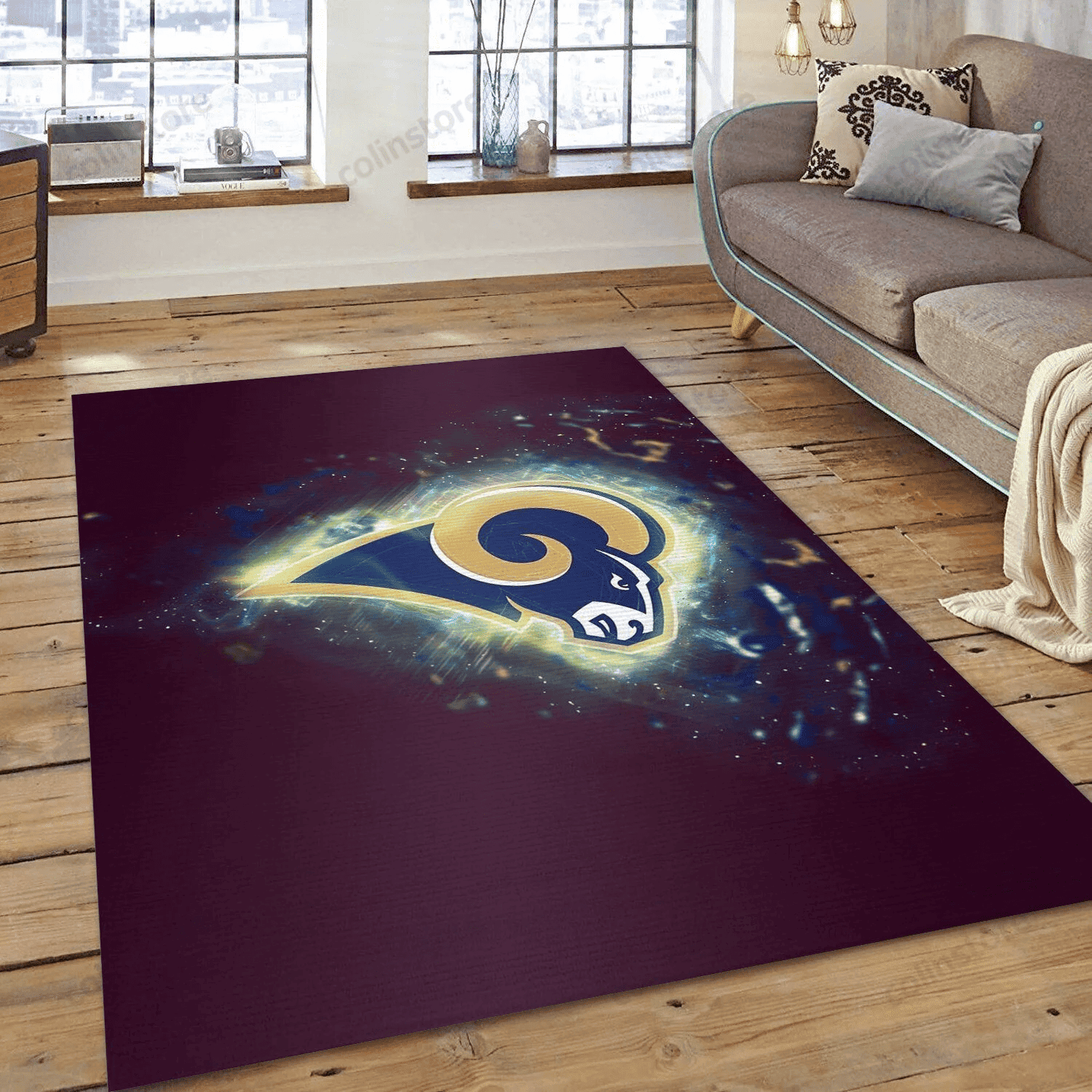Los Angeles Rams Rectangle Area Rug – Full Print Carpet For Living Room & Bedroom Home Decor