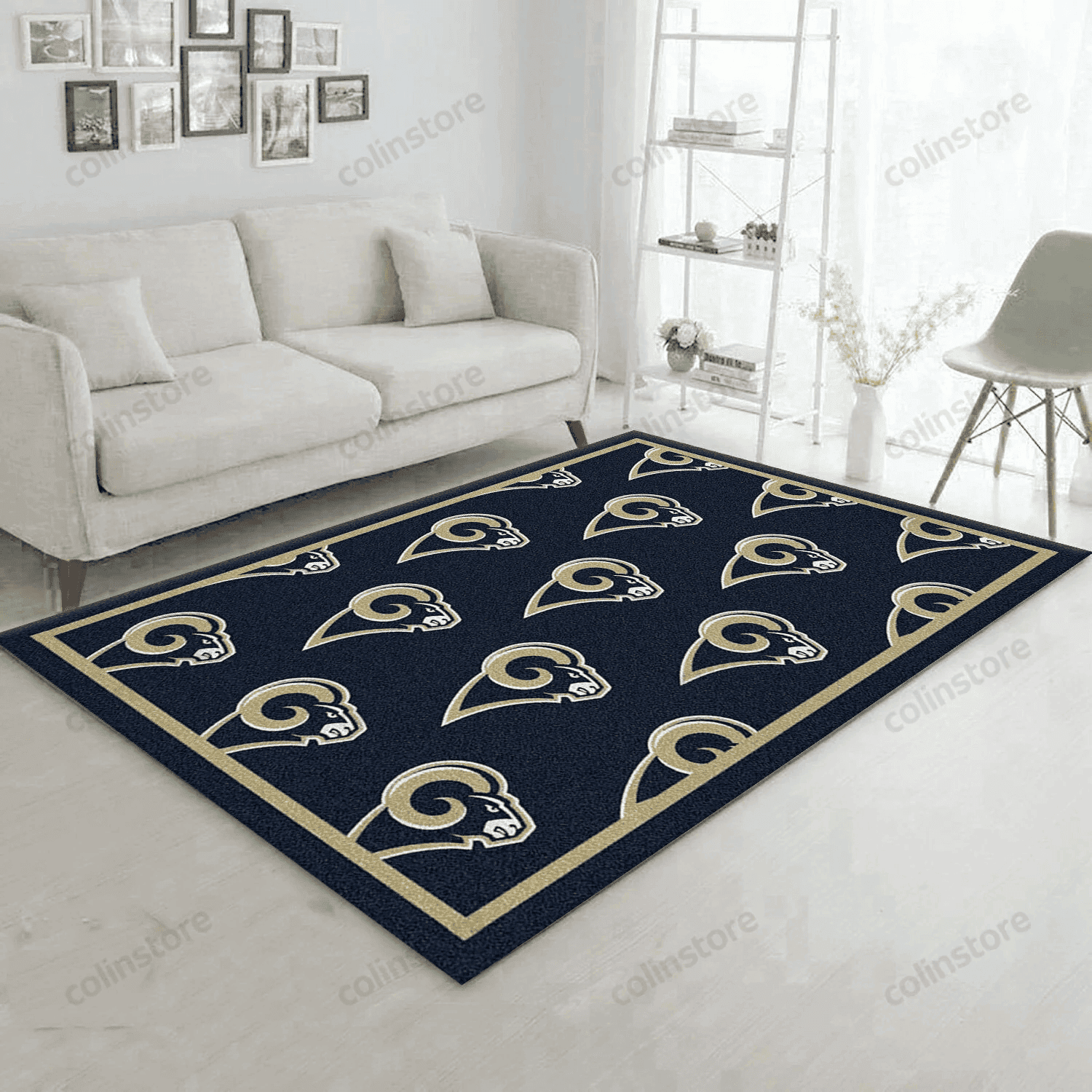 Los Angeles Rams Repeat Rug Team Rectangle Area Rug – Full Print Carpet For Living Room & Bedroom Home Decor