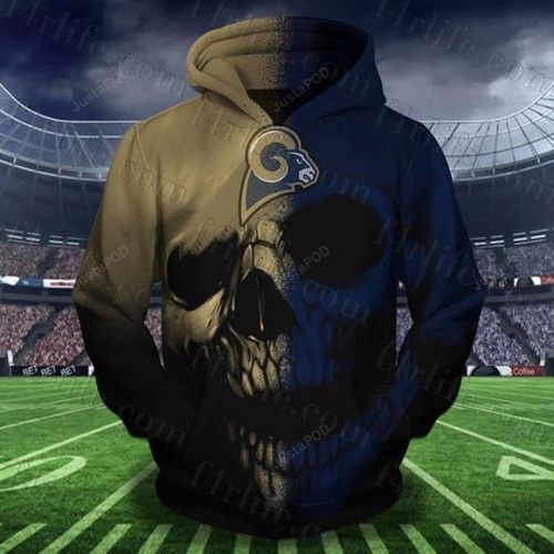 Los Angeles Rams Skull 3D All Over Print Hoodie & Zip Hoodie