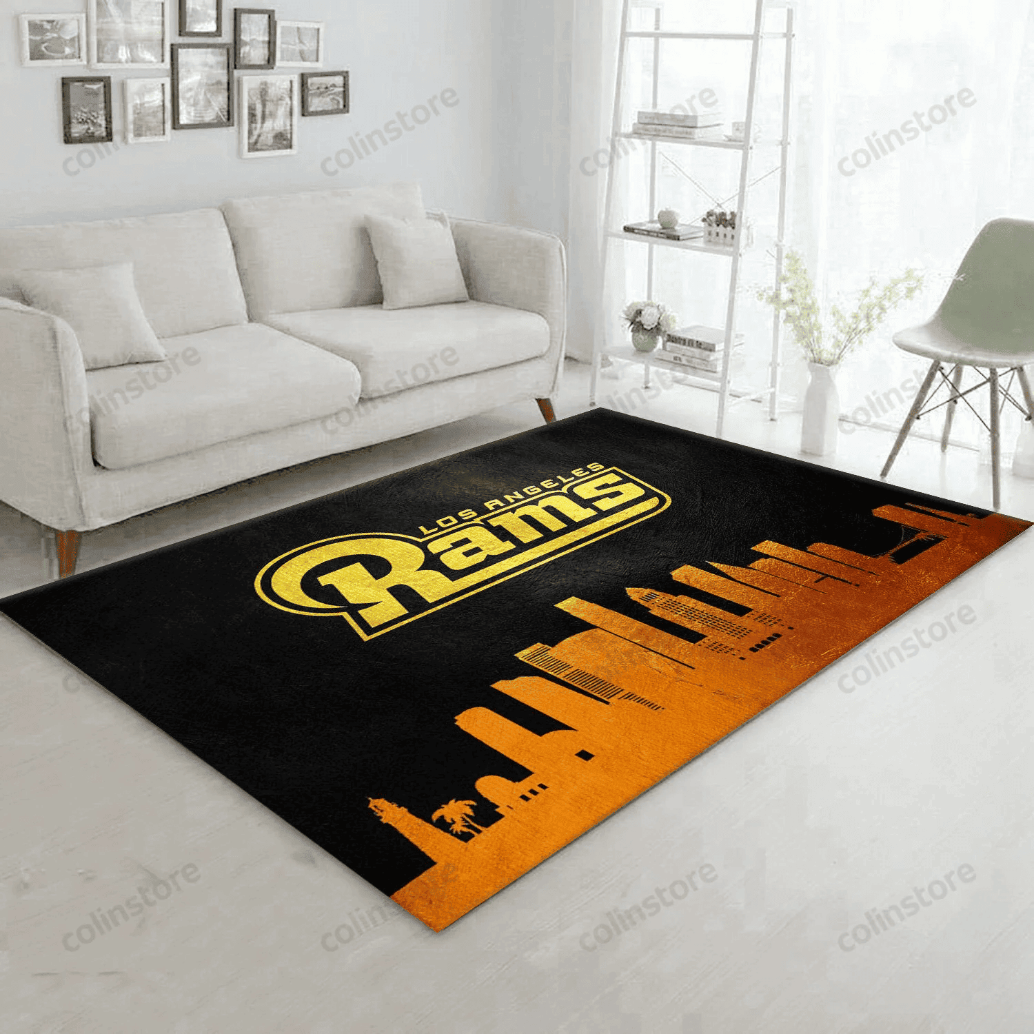 Los Angeles Rams Skyline Rectangle Area Rug – Full Print Carpet For Living Room & Bedroom Home Decor