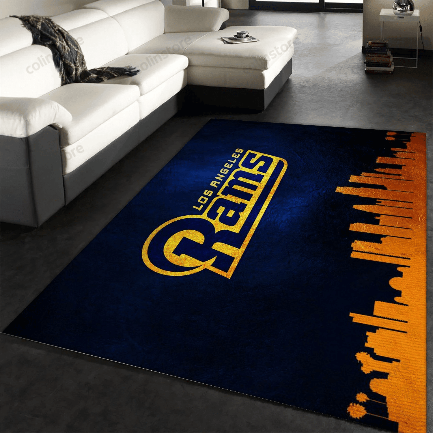 Los Angeles Rams Skyline Rectangle Area Rug – Full Print Carpet For Living Room & Bedroom Home Decor