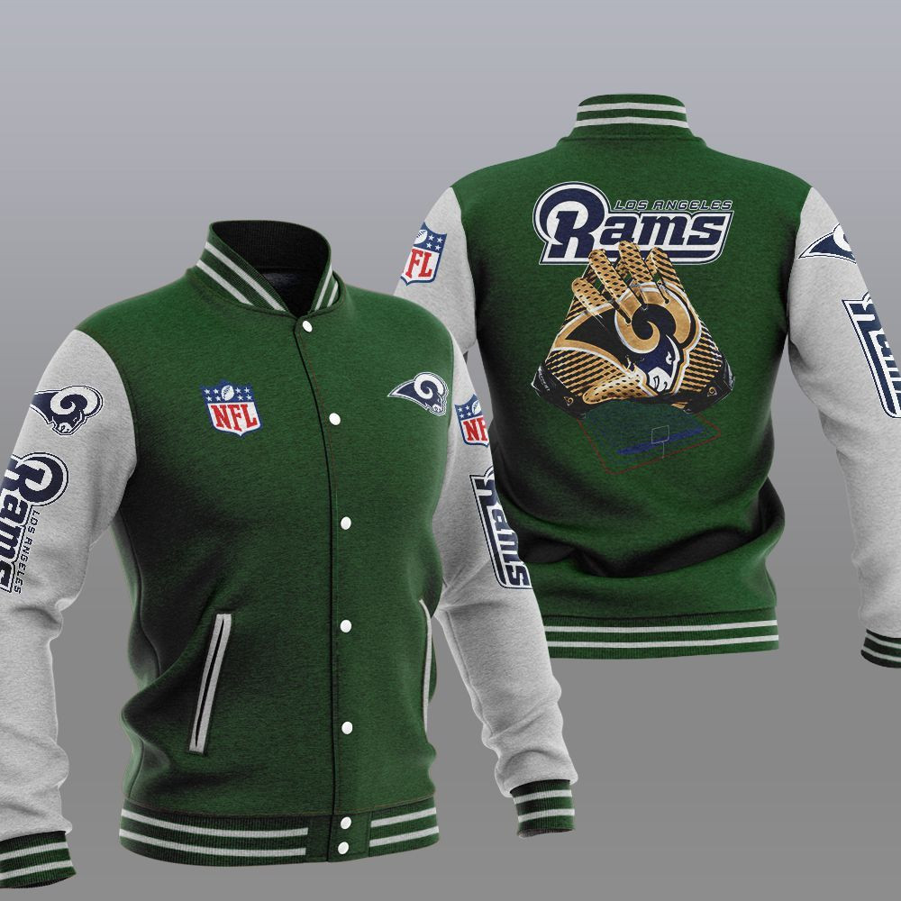 Los Angeles Rams Standard Green Varsity Baseball Jacket for Men & Women | NFL Team Fan Gift