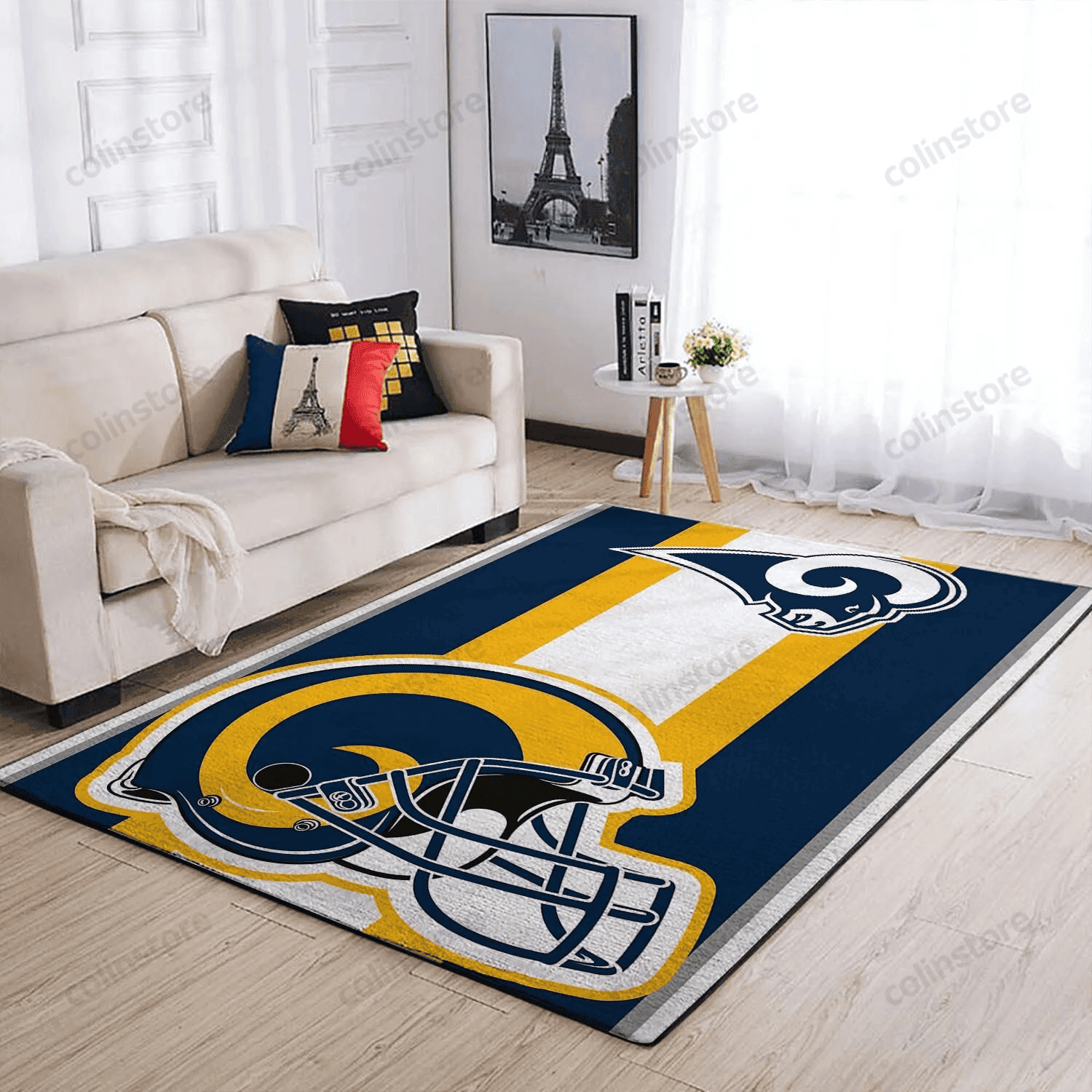 Los Angeles Rams Team Logo Helmet Nice Gift Rectangle Area Rug – Full Print Carpet For Living Room & Bedroom Home Decor