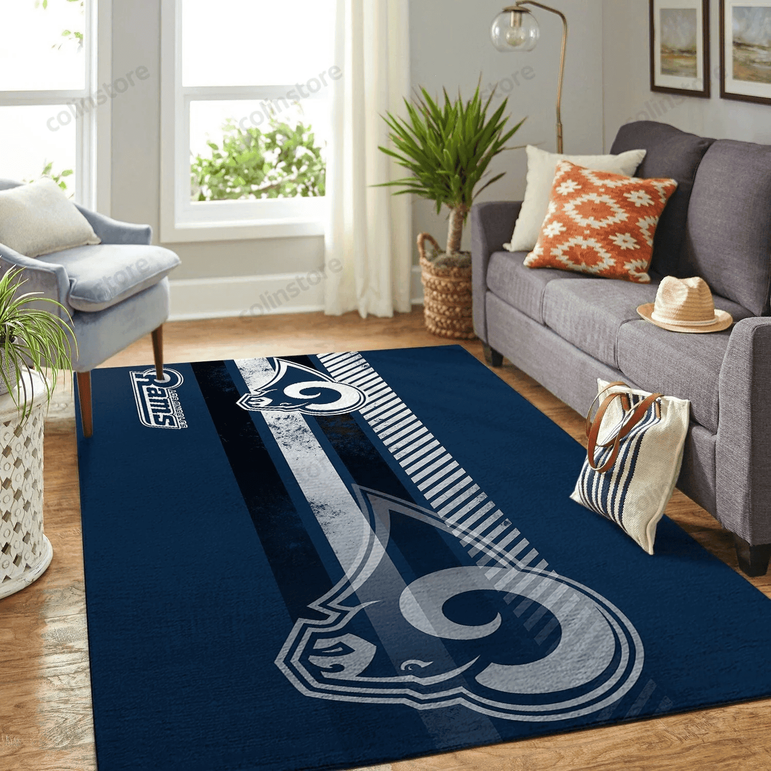 Los Angeles Rams Team Logo Nice Gift Rectangle Area Rug – Full Print Carpet For Living Room & Bedroom Home Decor