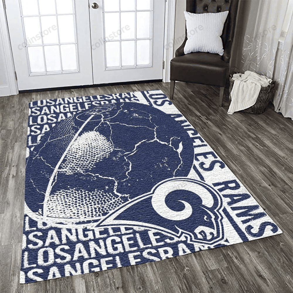 Los Angeles Rams Team Logo Rectangle Area Rug – Full Print Carpet For Living Room & Bedroom Home Decor