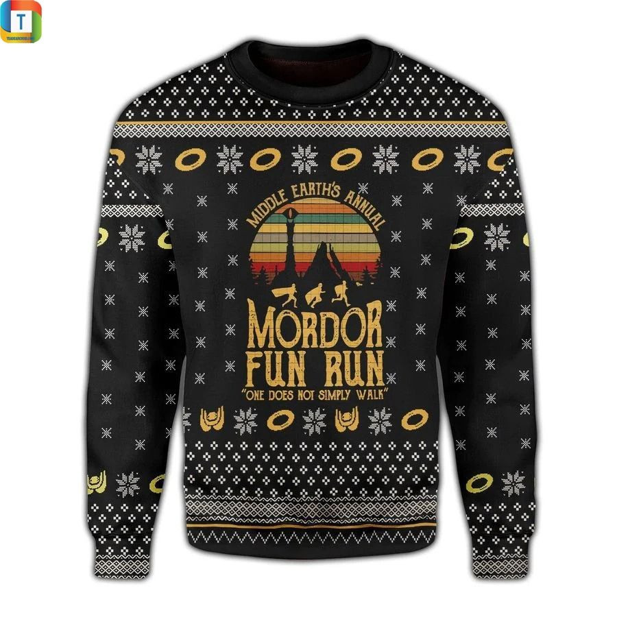 Lotr Middle Earths Annual Mordor Fun Run Ugly Christmas Sweater,