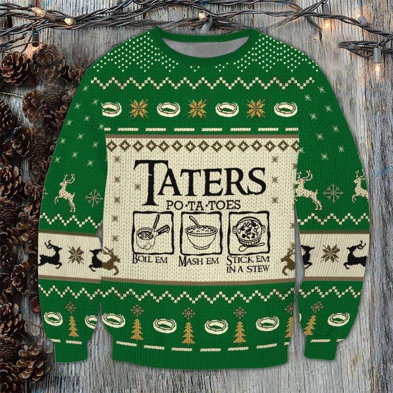 LOTR Taters Potatoes Ugly Christmas Sweater, Perfect Holiday Gift