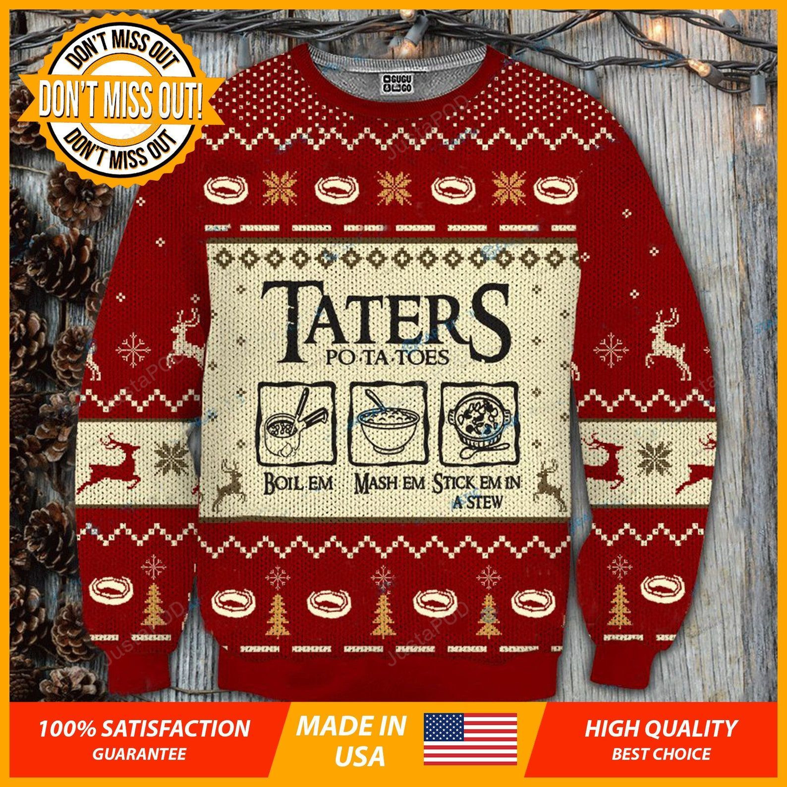 Lotr Taters Potatoes Ugly Christmas Sweater Perfect Holiday Gift