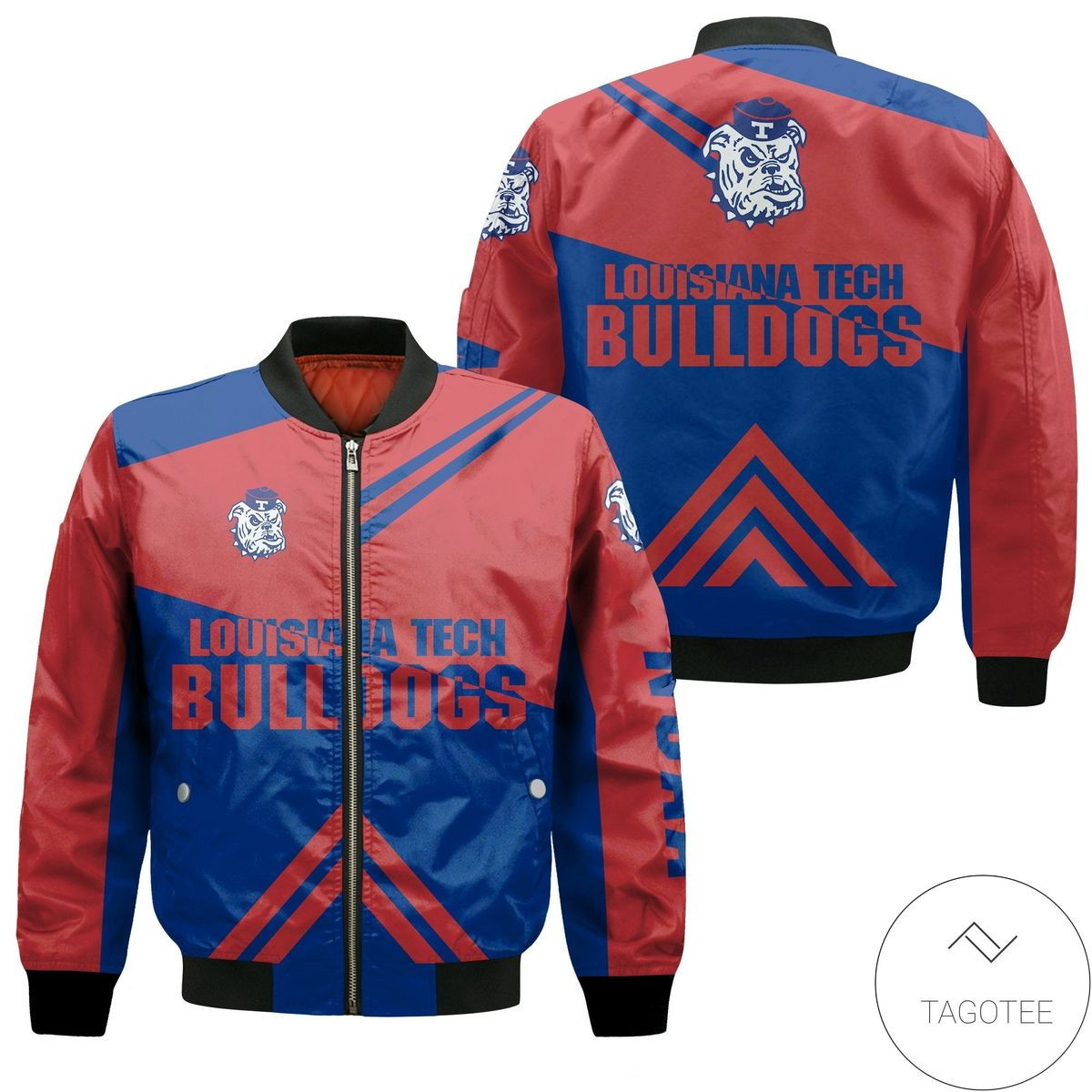 Louisiana Tech Bulldogs Stripes Cross Shoulders Bomber Jacket | NCAA College Team Jacket for Men & Women | Sports Fan Gift