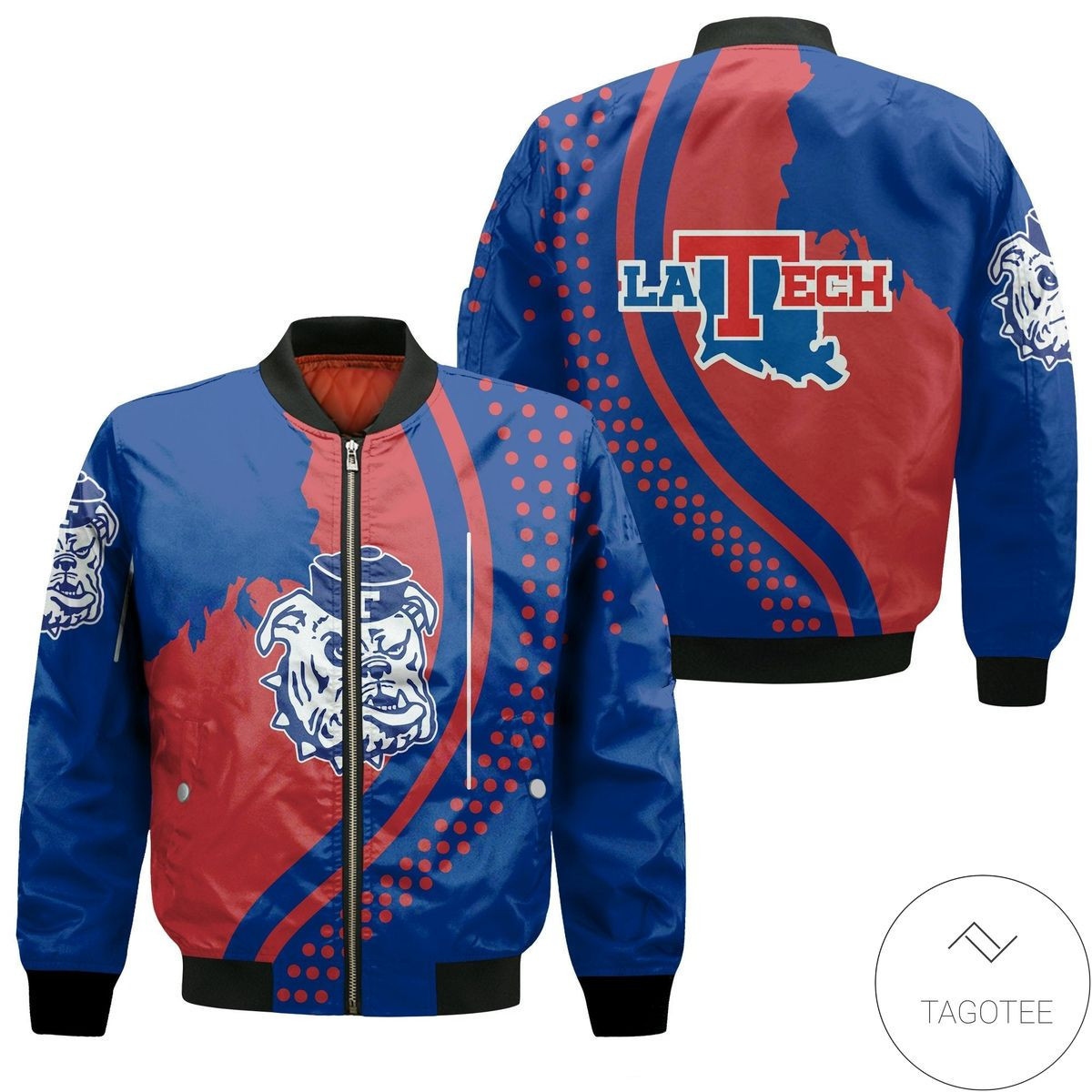 Louisiana Tech Bulldogs USA Map Bomber Jacket | NCAA College Team Jacket for Men & Women | Sports Fan Gift