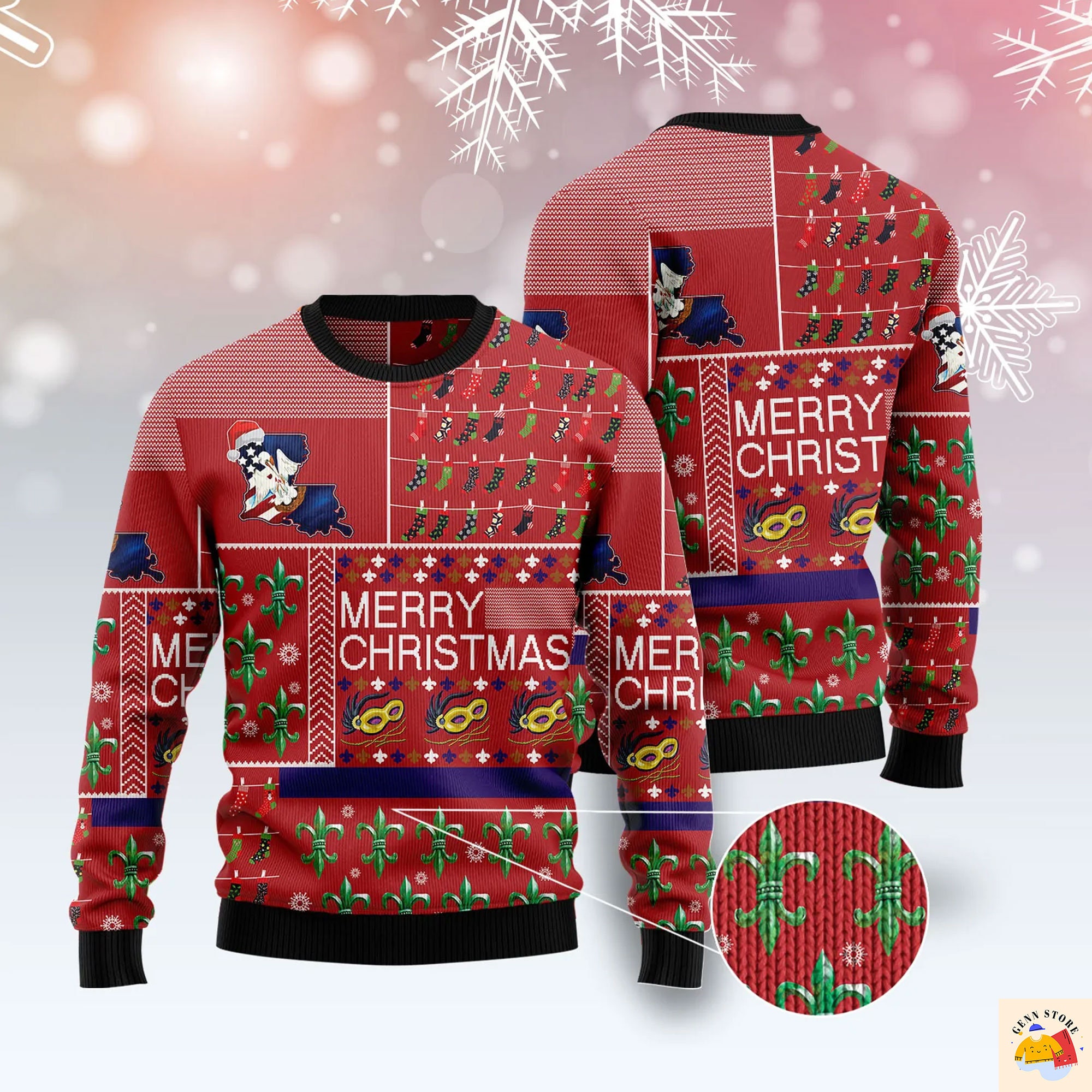 Louisiana Ugly Christmas Sweater