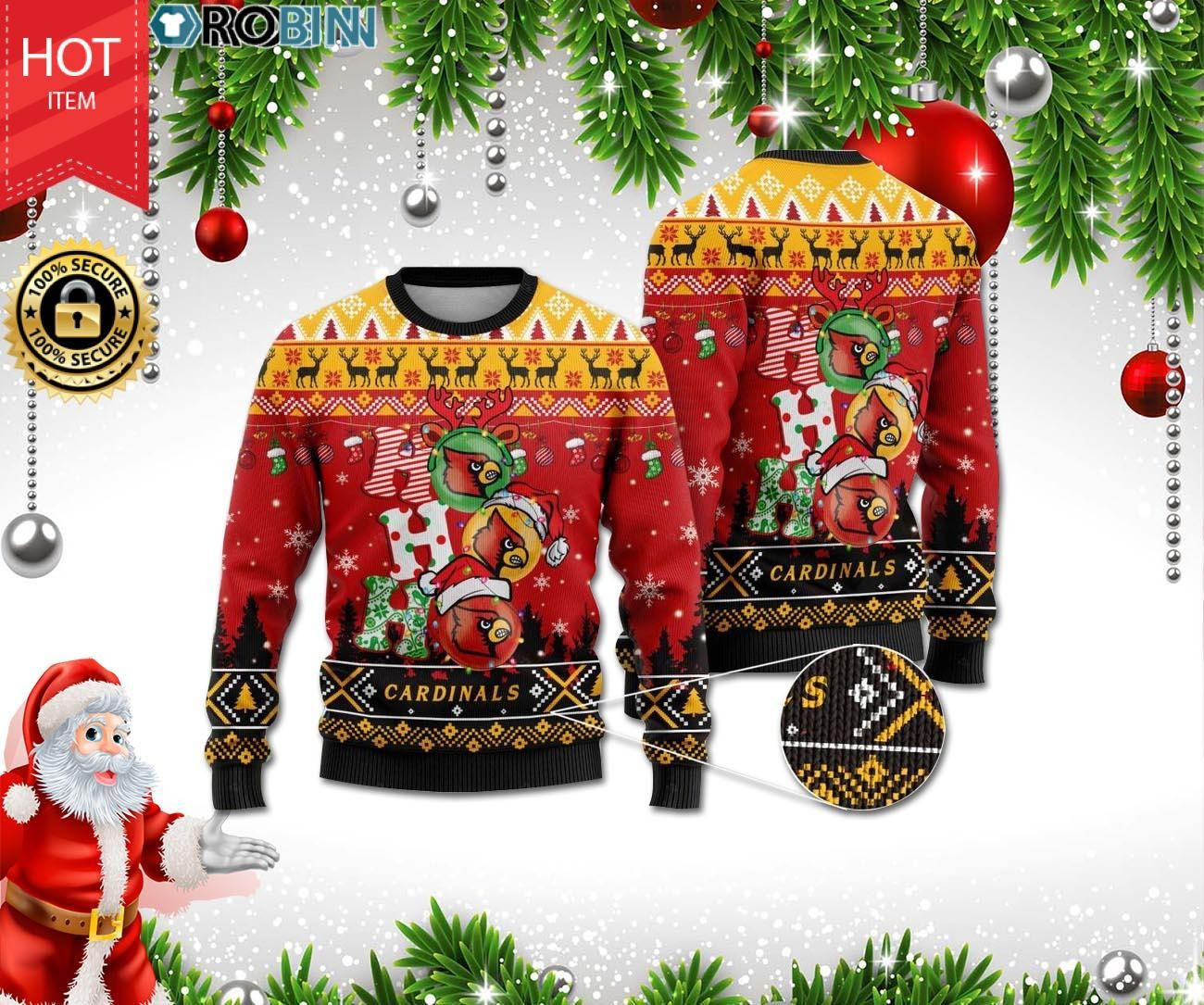 Louisville Cardinals Ho Ho Ho 3D Print Ugly Christmas Sweater, Perfect Holiday Gift