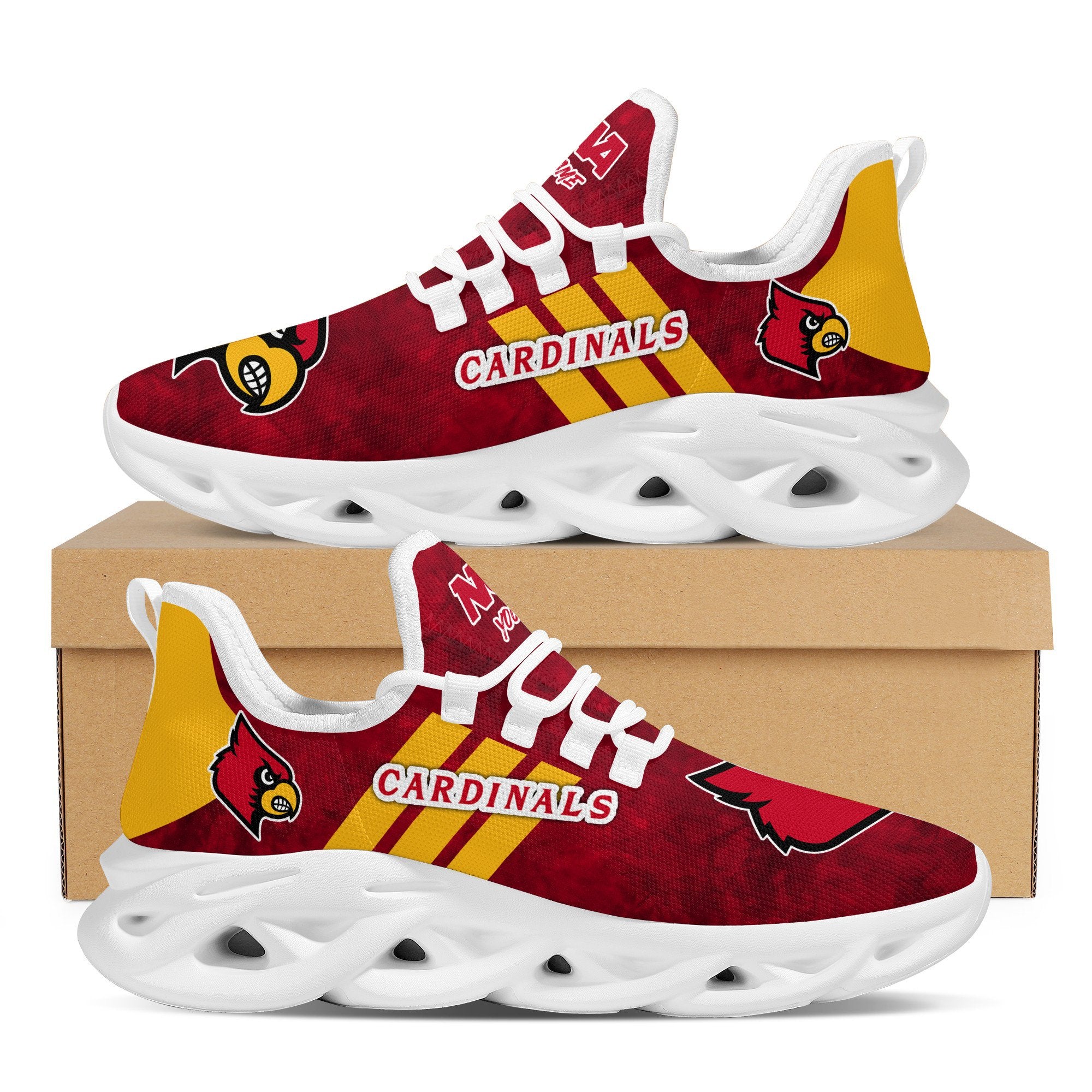 Louisville Cardinals Max Soul Shoes Sneakers for Men And Women – NFL Football Fan Shoes, Team Sneakers