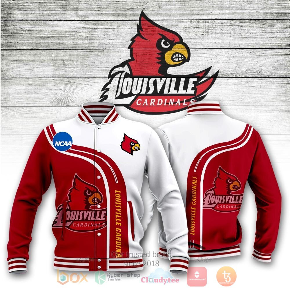 Louisville Cardinals Red White Varsity Baseball Jacket for Men & Women | NCAA Team Fan Gift