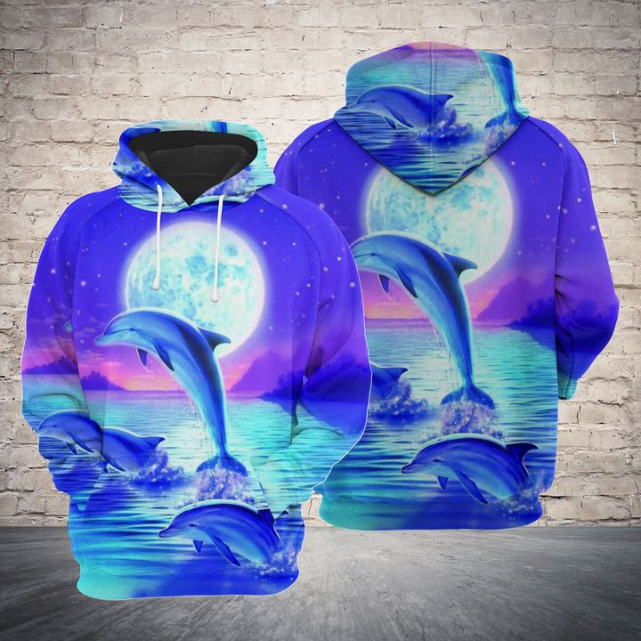 Lovely Dolphin Night 3D All Over Print Hoodie & Zip Hoodie