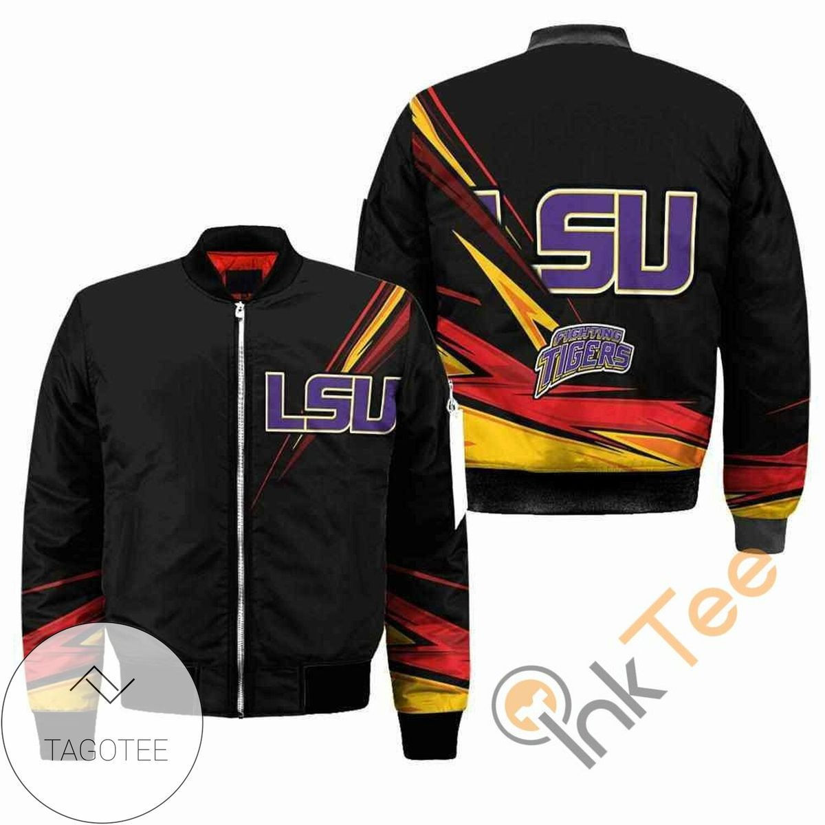 LSU Tigers Black Bomber Jacket | NCAA College Team Jacket for Men & Women | Sports Fan Gift