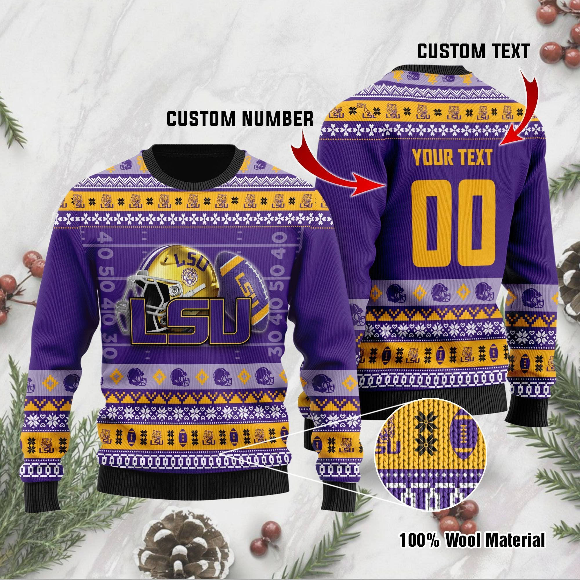 Lsu Tigers Custom Name & Number Personalized Ugly Christmas Sweater, Perfect Holiday Gift