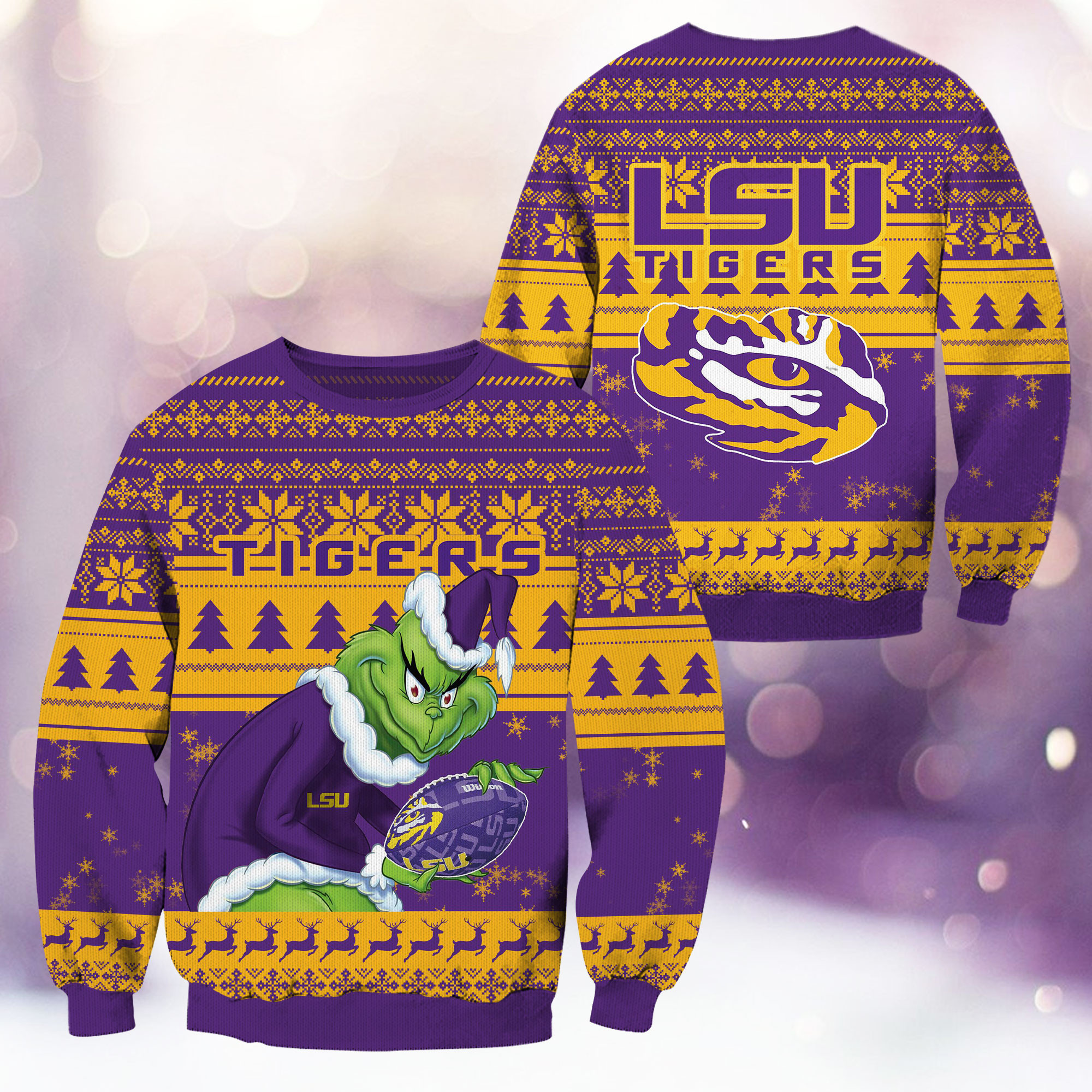 LSU Tigers Grinch Ugly Christmas Sweater,