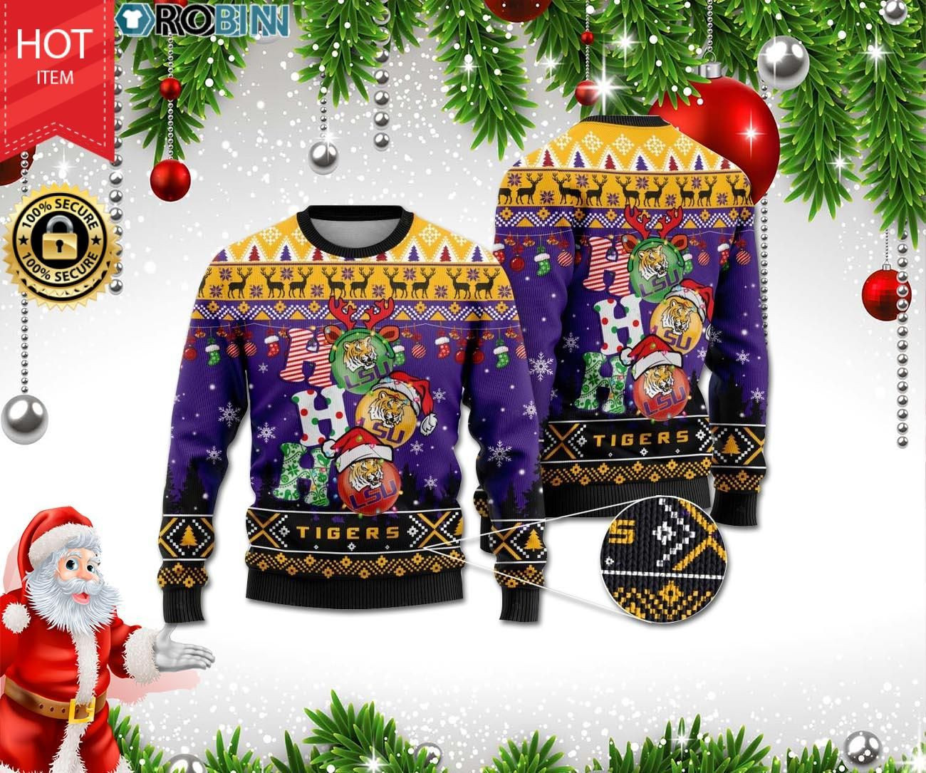 Lsu Tigers Ho Ho Ho 3D Print Christmas Ugly Christmas Sweater, Perfect Holiday Gift