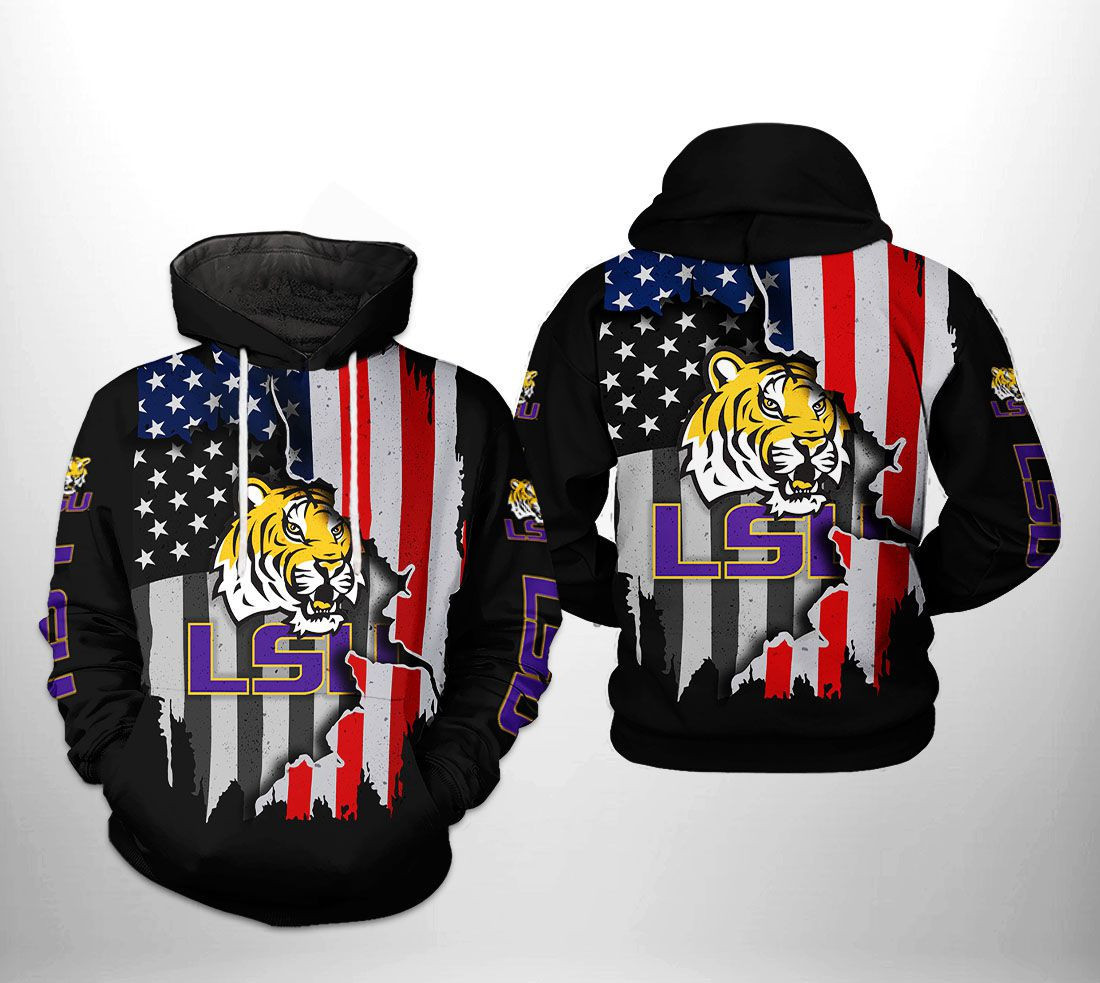 LSU Tigers NCAA US Flag 3D All Over Print Hoodie & Zip Hoodie