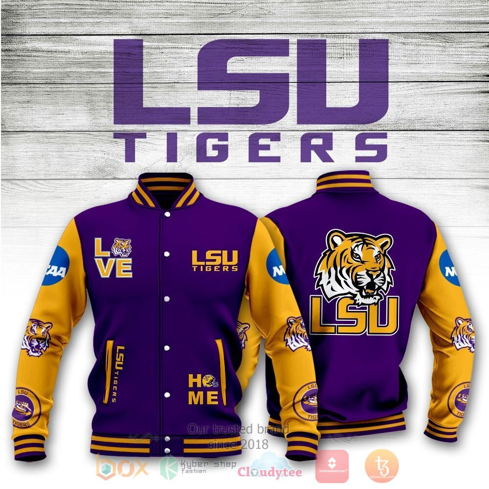 LSU Tigers Purple Gold Varsity Baseball Jacket for Men & Women | NCAA Team Fan Gift