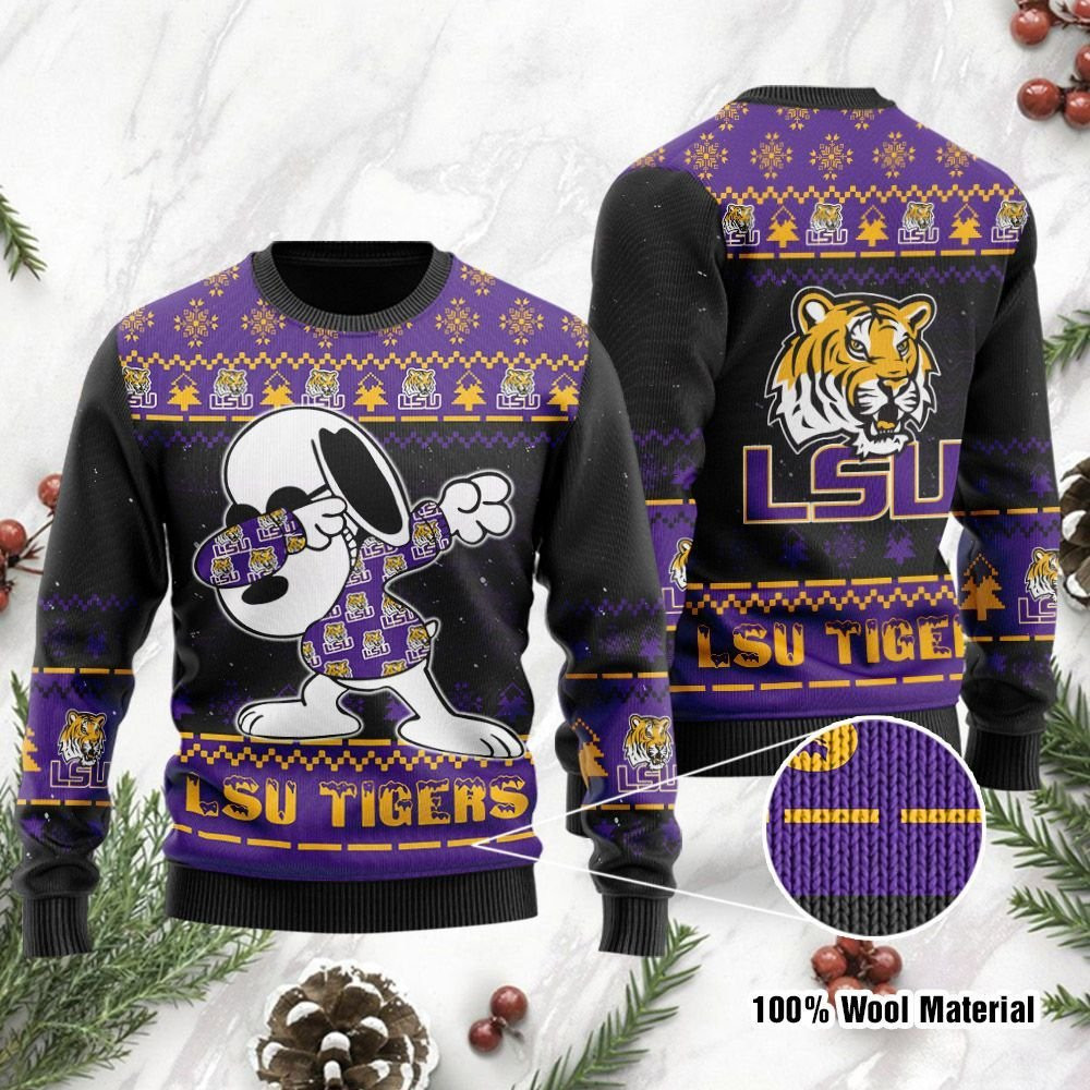 Lsu Tigers Snoopy Dabbing Ugly Christmas Sweater Perfect Holiday Gift