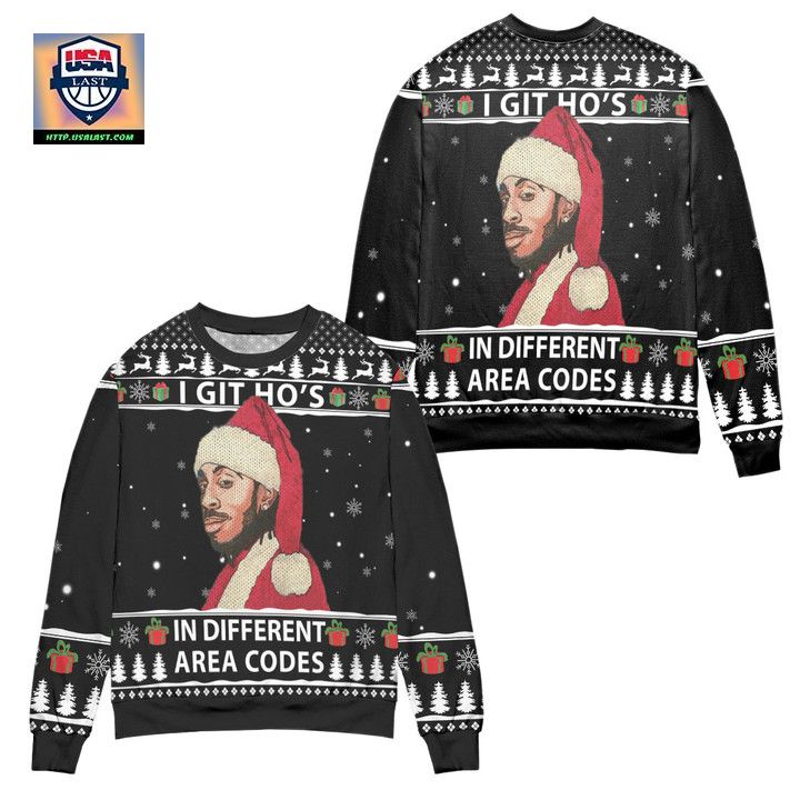 Ludacris I Got Hos In Different Area Codes Ugly Christmas Sweater Black