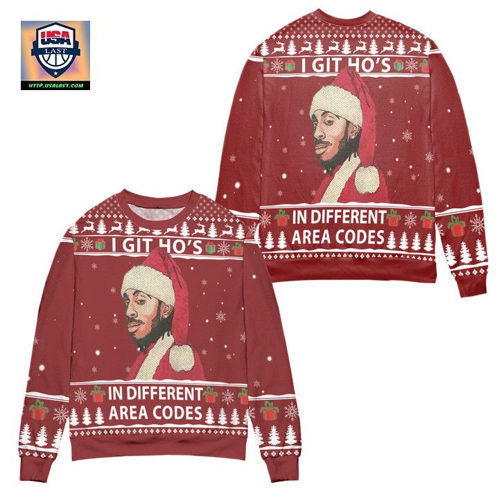 Ludacris I Got Hos In Different Area Codes Ugly Christmas Sweater Red