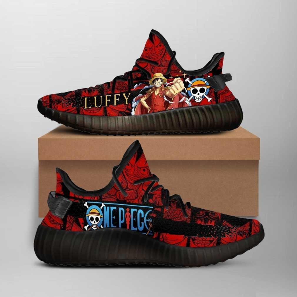 Luffy Yzs One Piece Anime Black Fan Gift Idea My Son My Boyfriend Shoes Sneakers