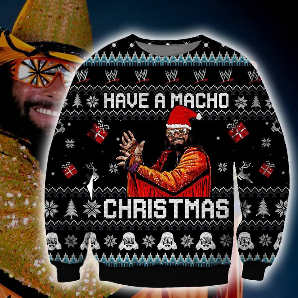 Macho Man Knitting Pattern 3D Print Ugly Christmas Sweater