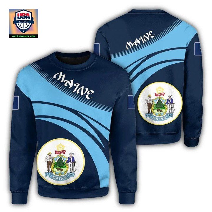 Maine Coat Of Arms Sweater Cricket Style J5W