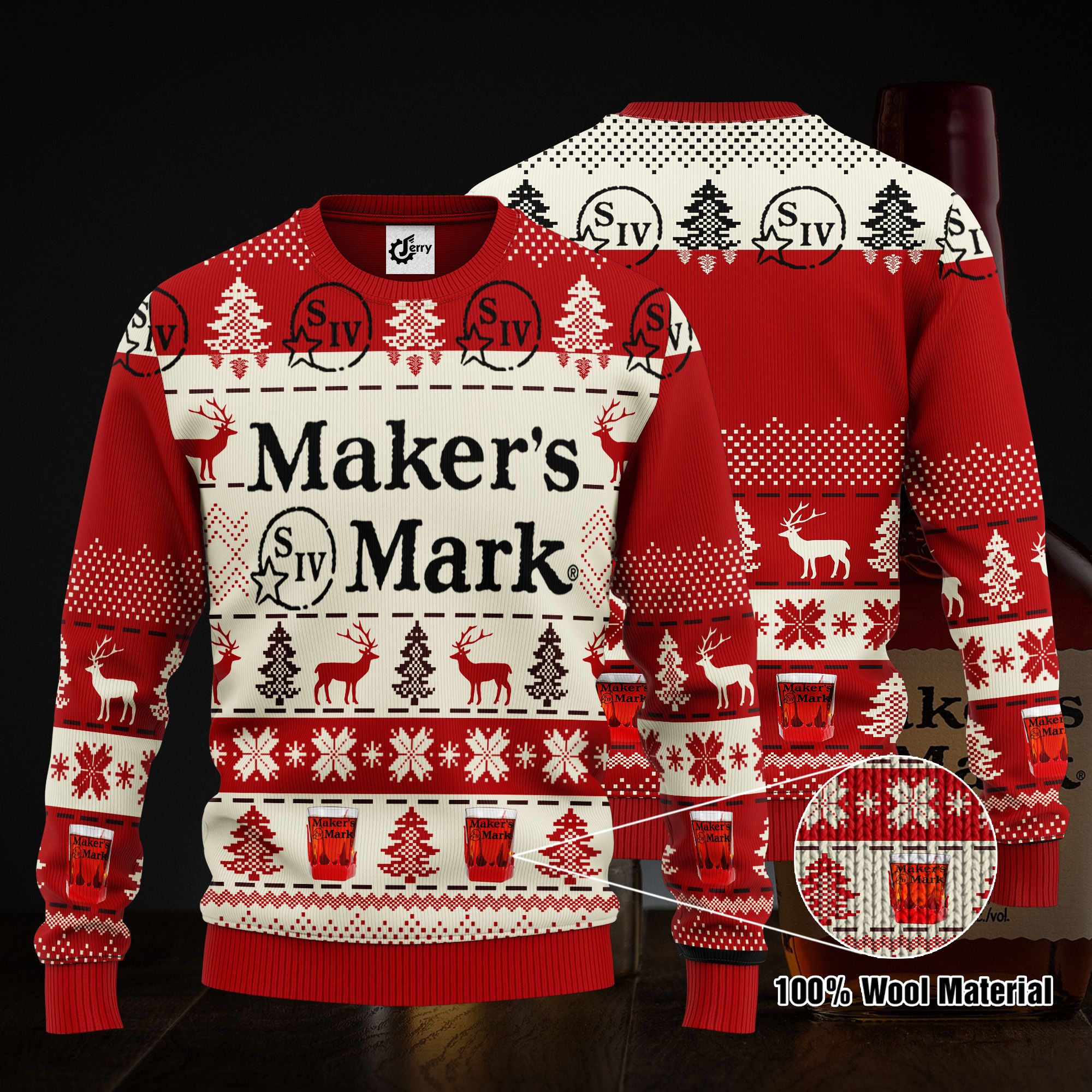 Maker's Mark 3D Print Ugly Christmas Sweater, Hoodie, Zip Hoodie, Bomber Jacket