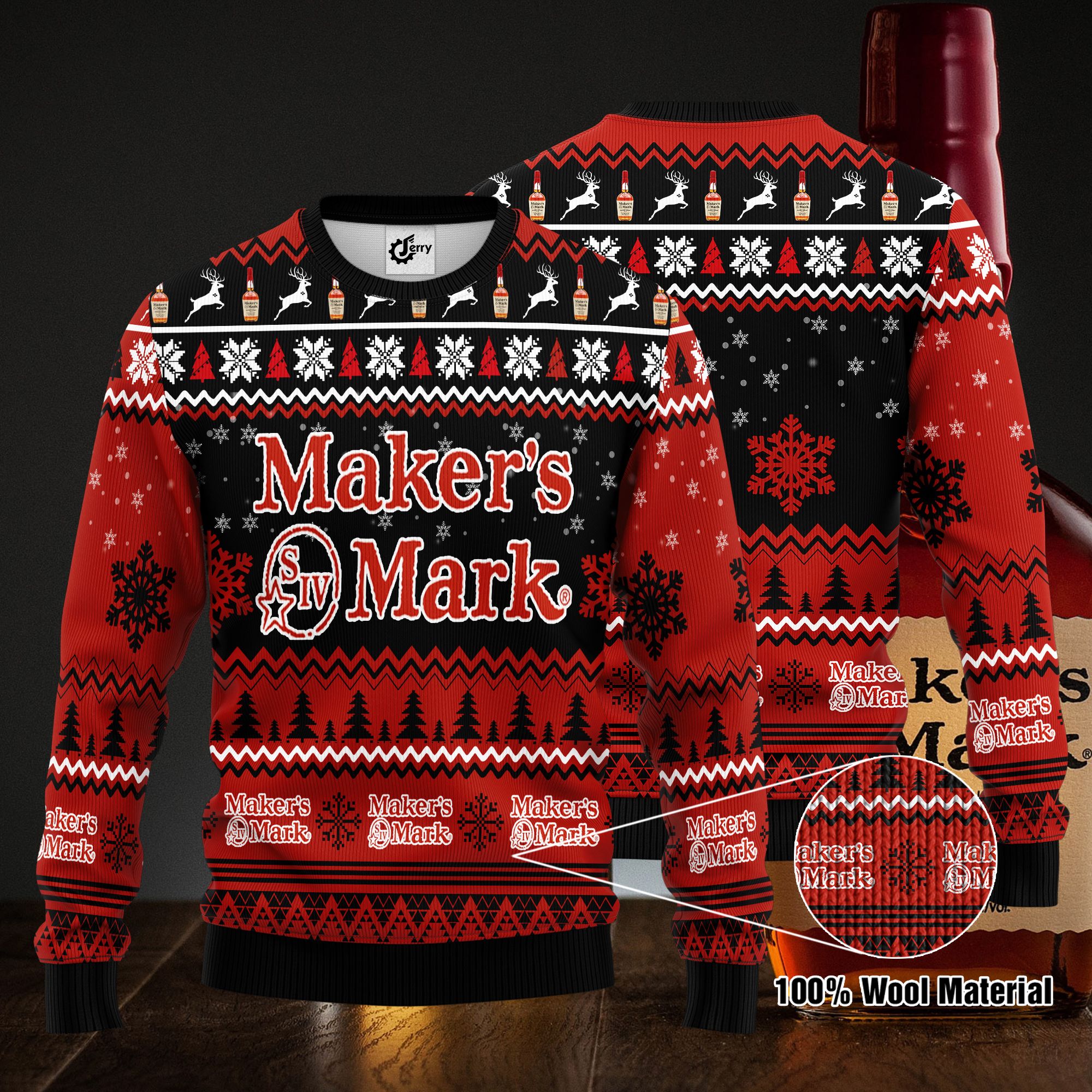 Maker's Mark 3D Print Ugly Christmas Sweater, Hoodie, Zip Hoodie, Bomber Jacket