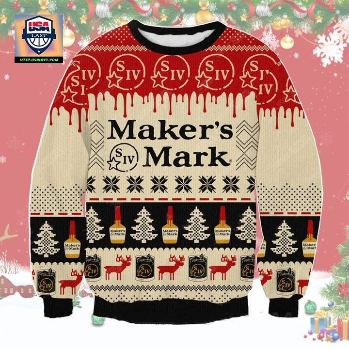 Makers Mark Bourbon Whiskey Ugly Christmas Sweater