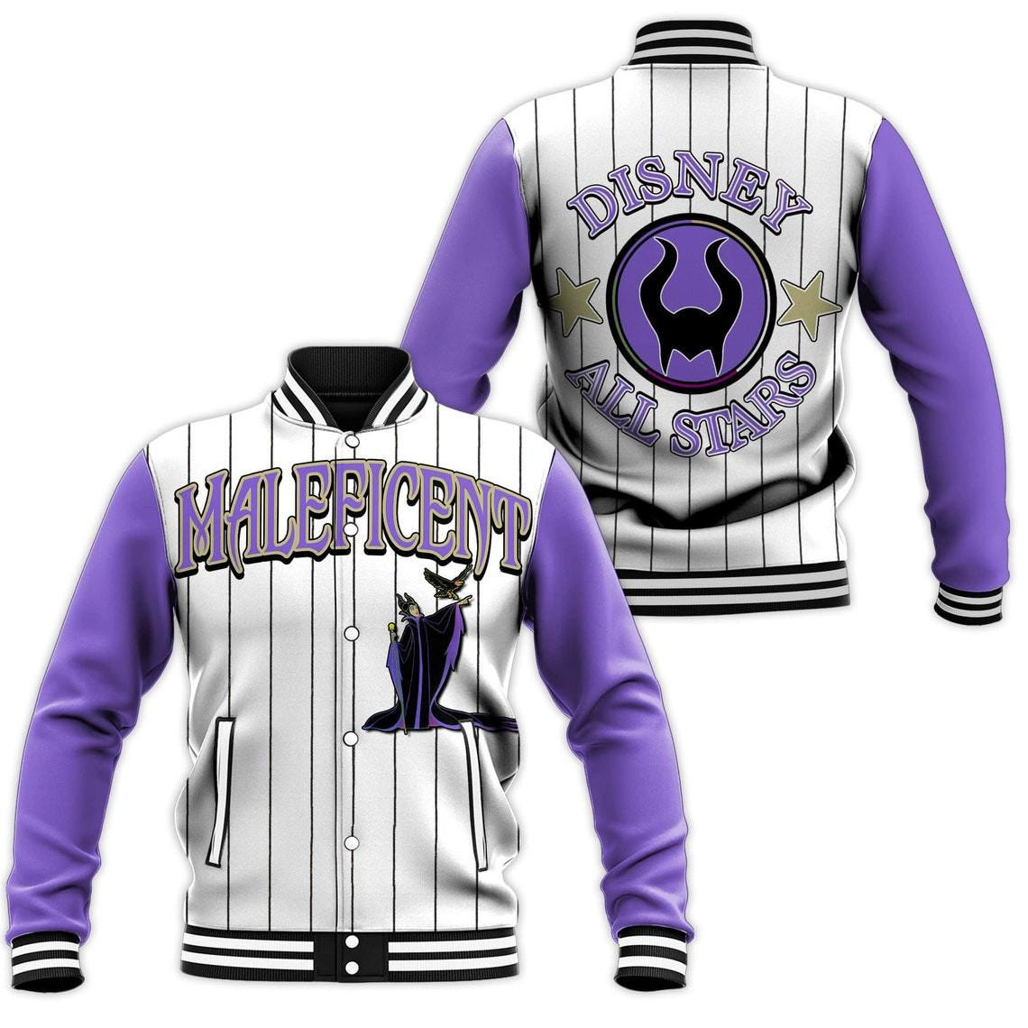 Maleficent Disney Cartoon Baseball Jacket for Men & Women | Cartoon Fan Gift