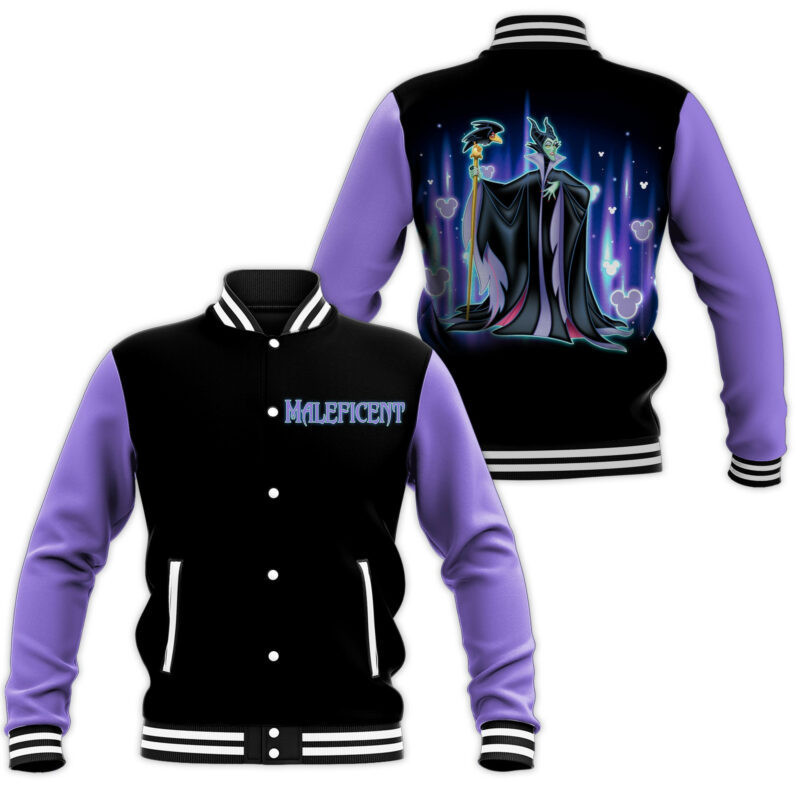 Maleficent Purple Fashion Baseball Jacket for Men & Women | Movie Fan Gift