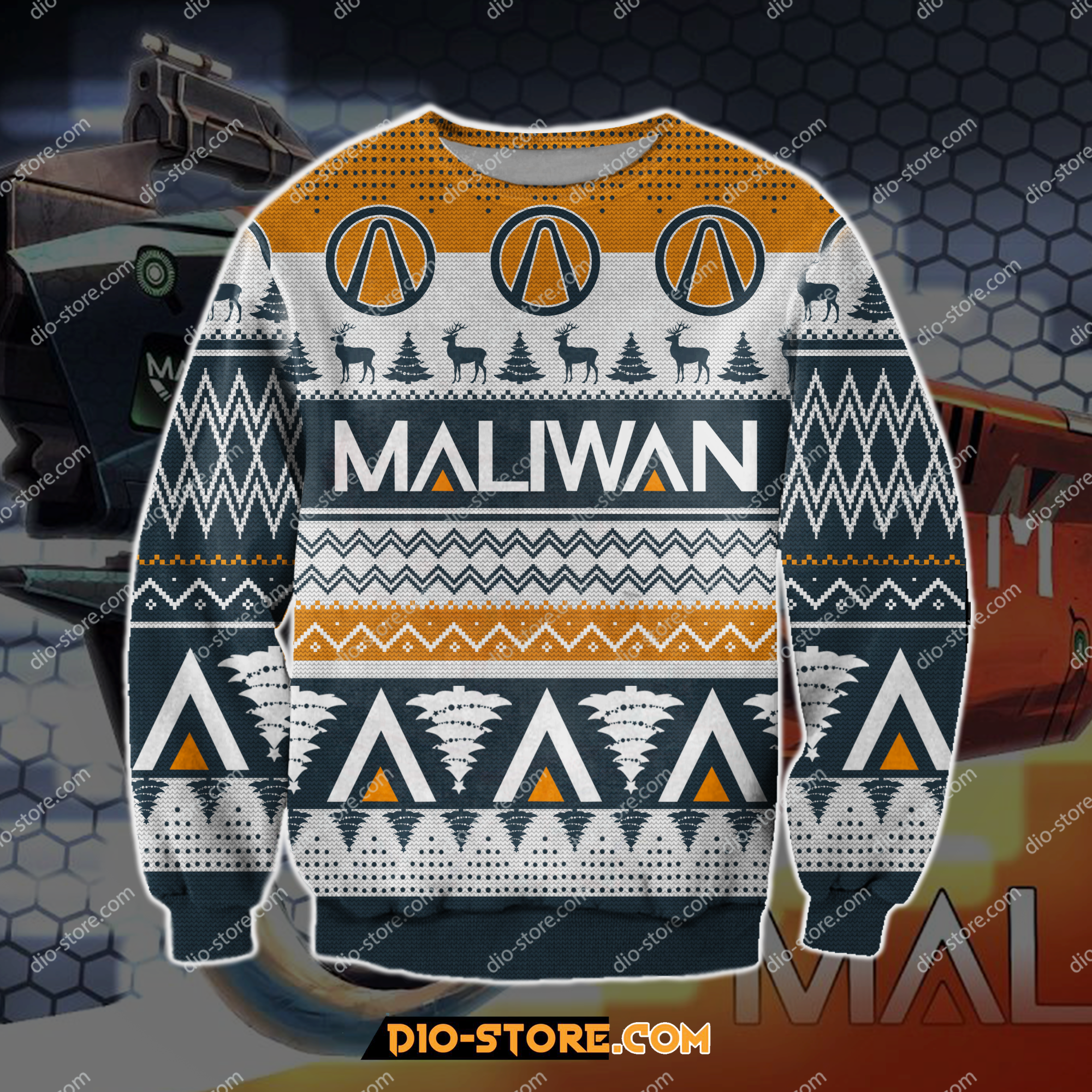 Maliwan Borderlands 3D Knitting Pattern Print Ugly Christmas Sweater