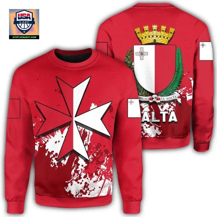 Malta Coat Of Arms Sweater Spaint Style J8W